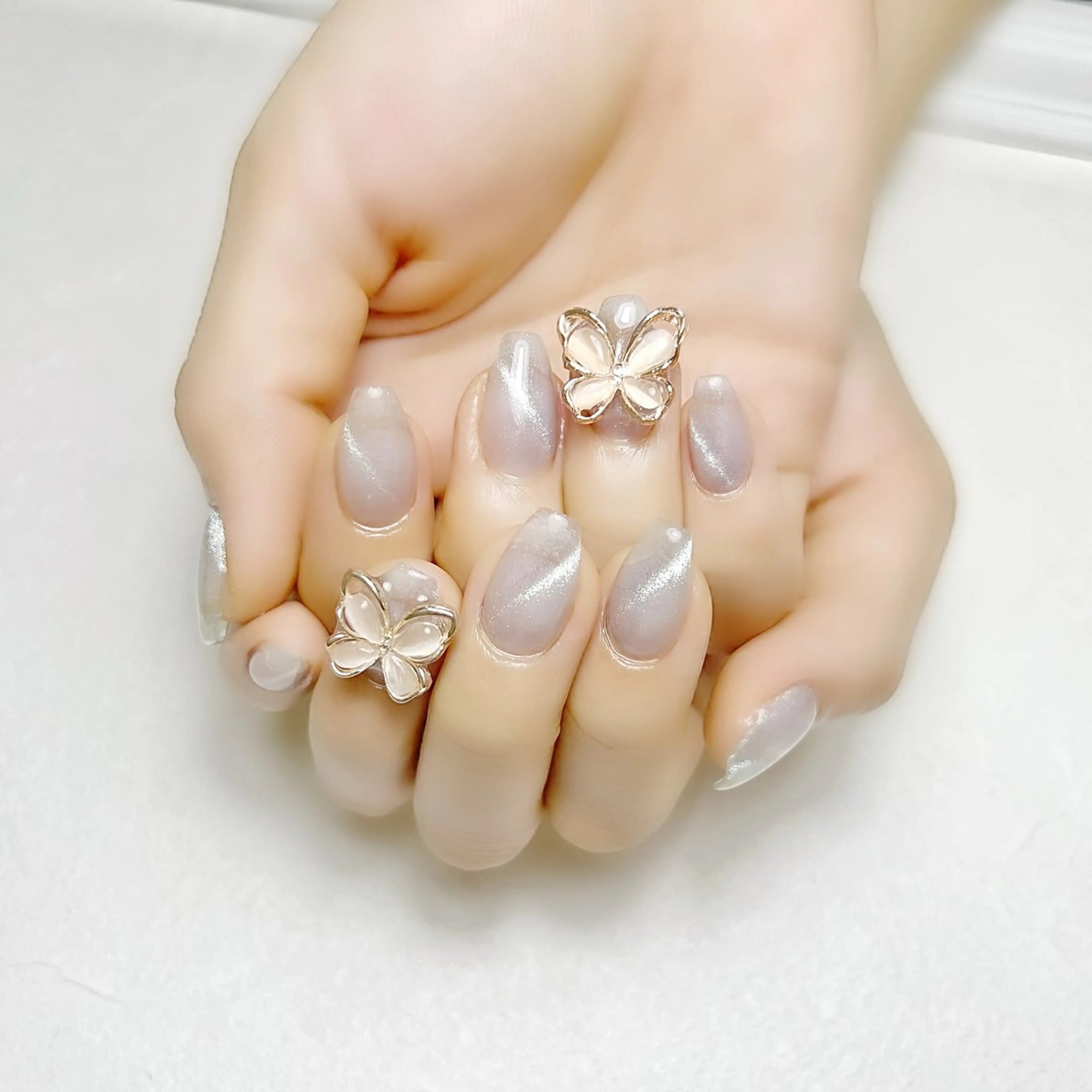 ネイル ブルー マグネットネイル オフィスネイル ワンカラーネイル シンプルネイル rouse nail RISATOのネイルデザイン