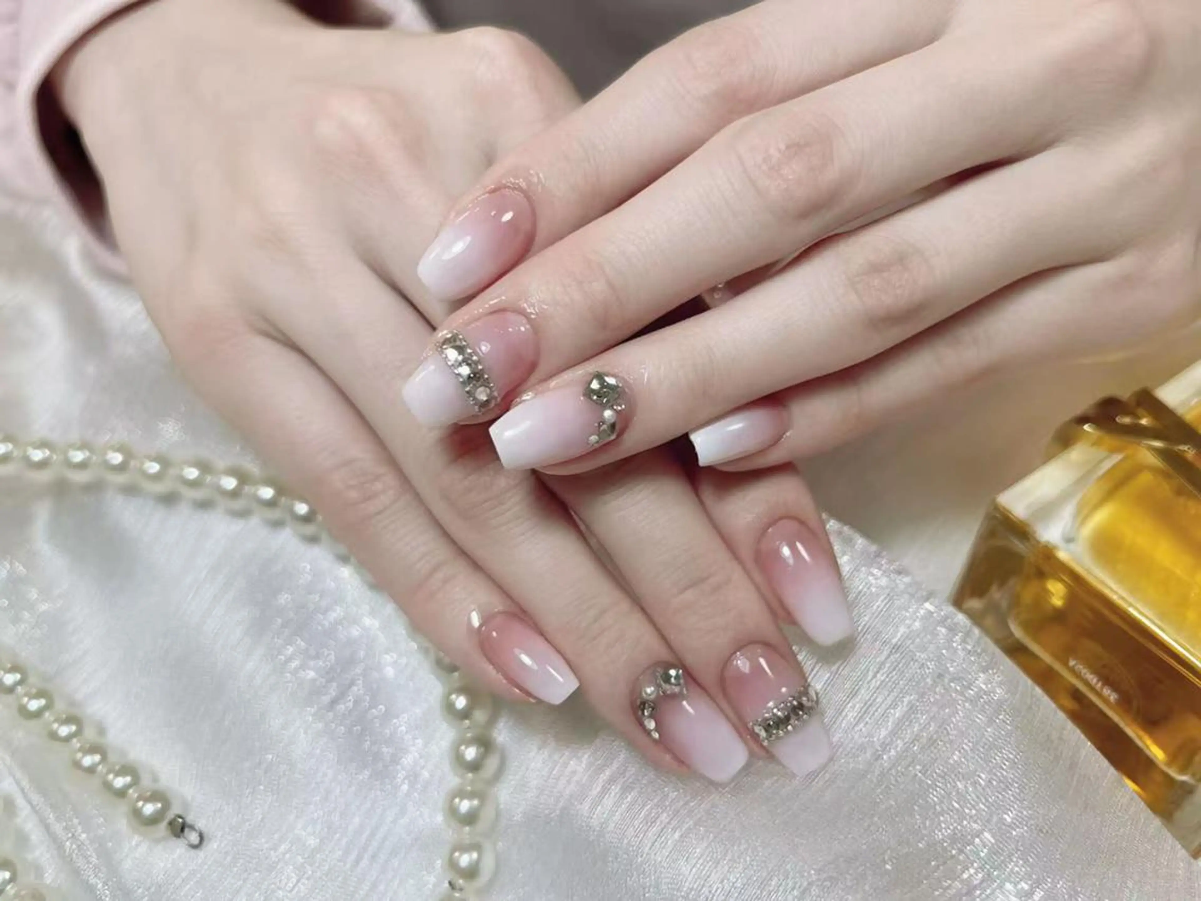 ネイル 長さ出し フレンチネイル ジェルネイル ガラスフレンチ 韓国ネイル MoriseNail Jr研修💜イシダのネイルデザイン