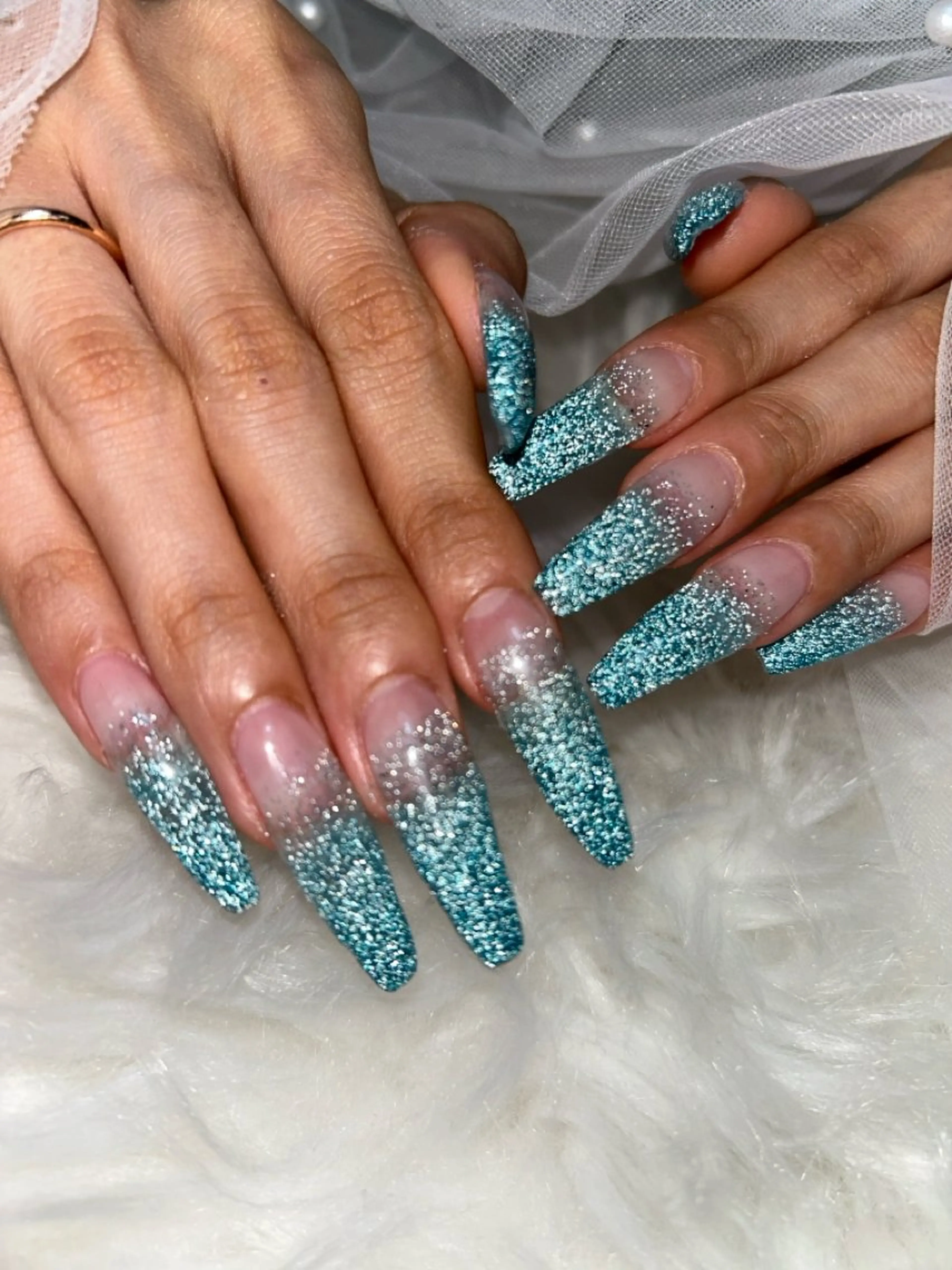 ネイル フラッシュネイル グラデーション 水色 nail salon Lilynのネイルデザイン