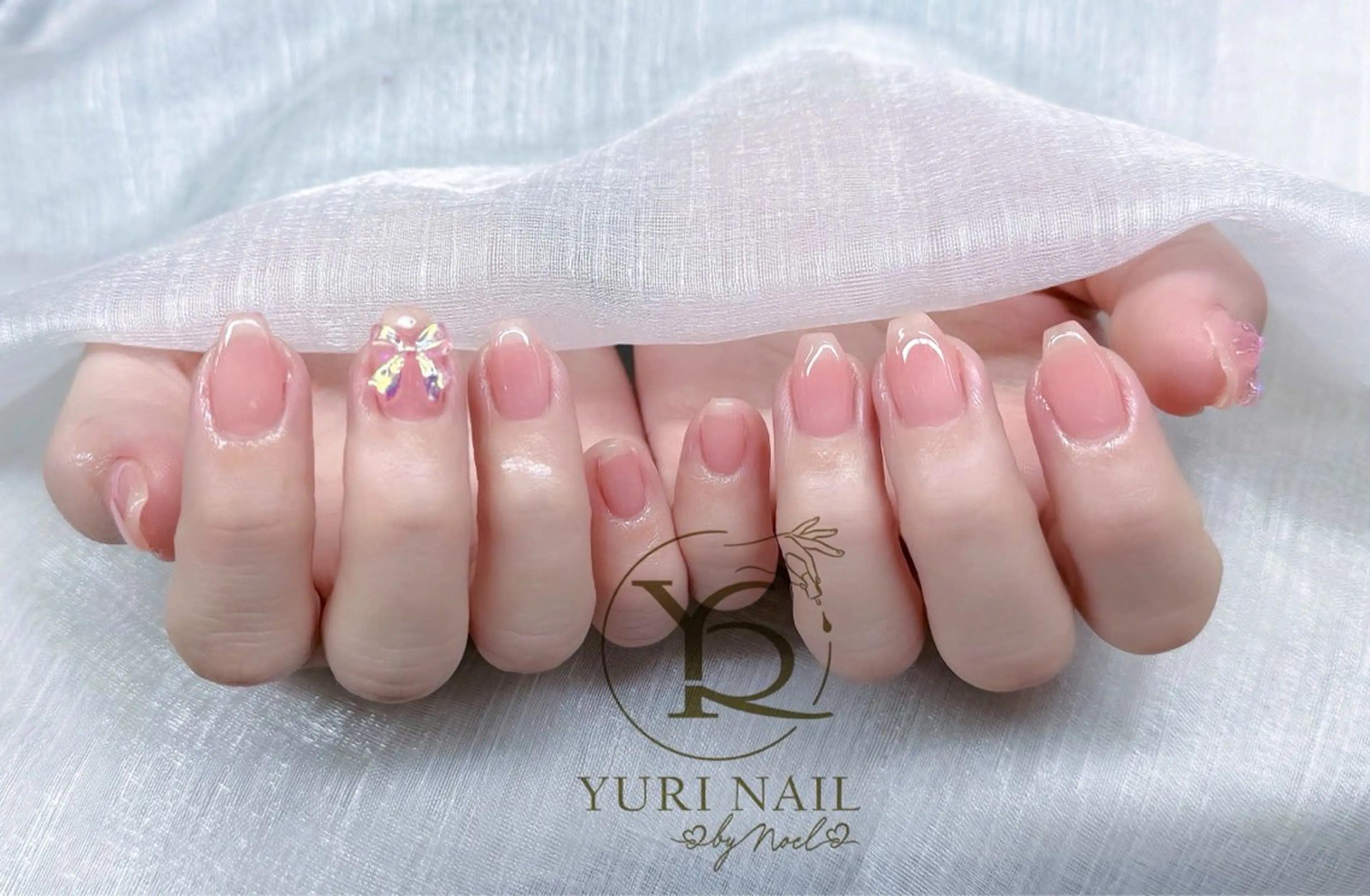 ネイル チークネイル フットネイル フレンチネイル 韓国ネイル 水色 ハンドネイル フットネイル ハンドケア YURI Nail Narita所属・YURI Nail NARITAのネイルデザイン