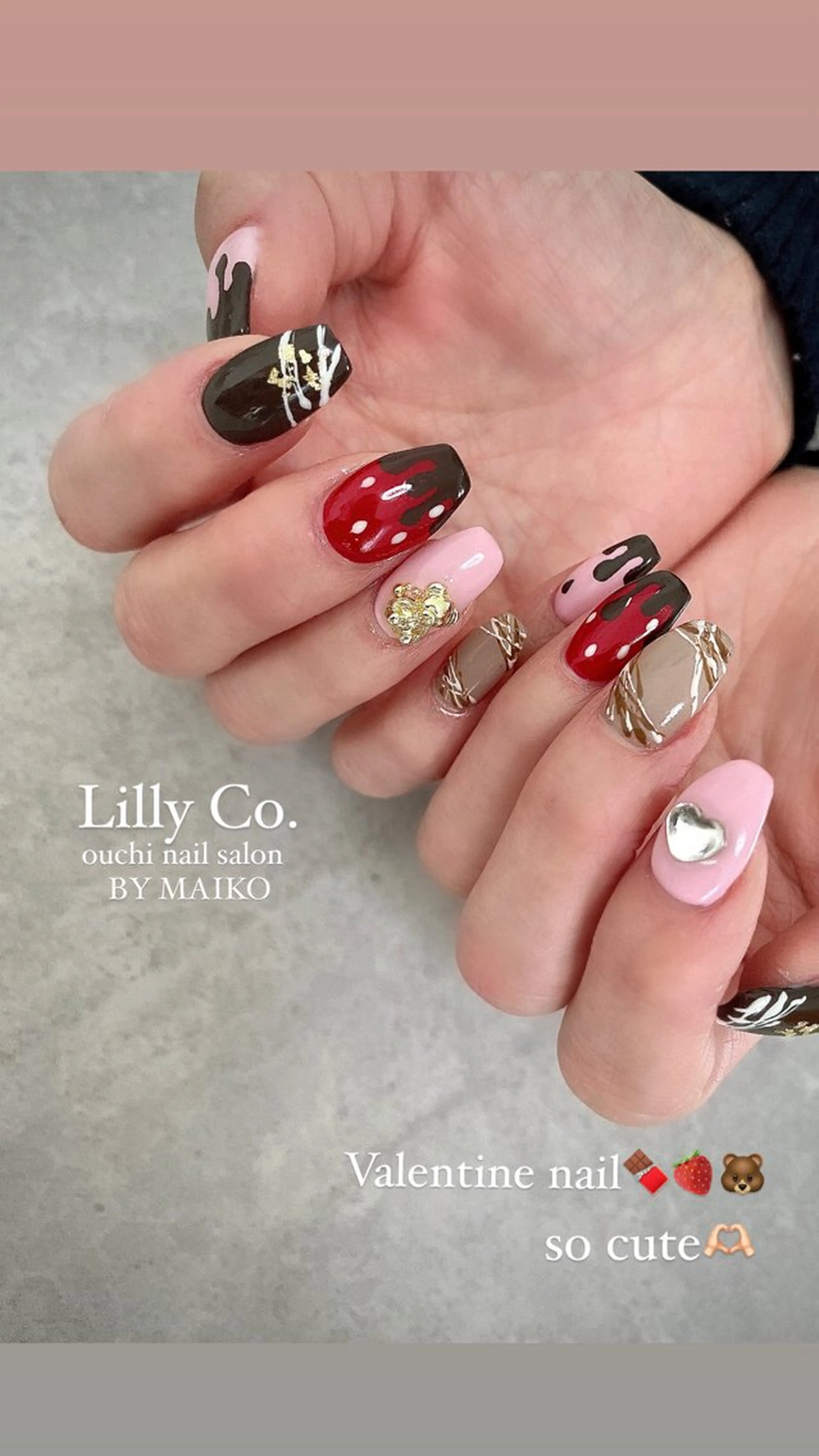 ネイル バレンタイン ハンドネイル ハンドケア Lilly Co.のネイルデザイン