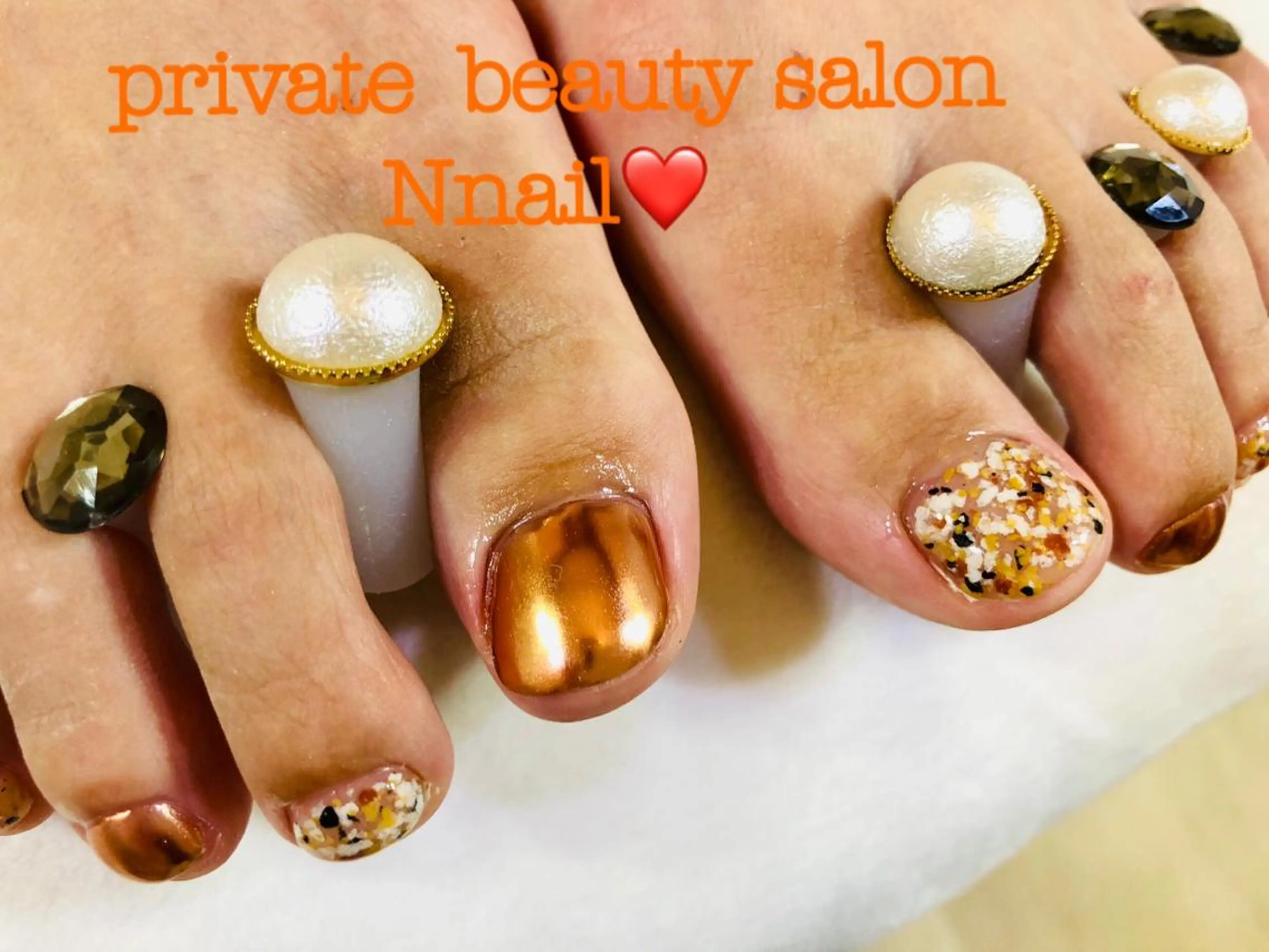 ネイル ブラウン ジェルネイル 大理石ネイル(マーブル) ミラーネイル フットネイル Nnail所属・🌿Nnail🌿 プライベートサロンのネイルデザイン