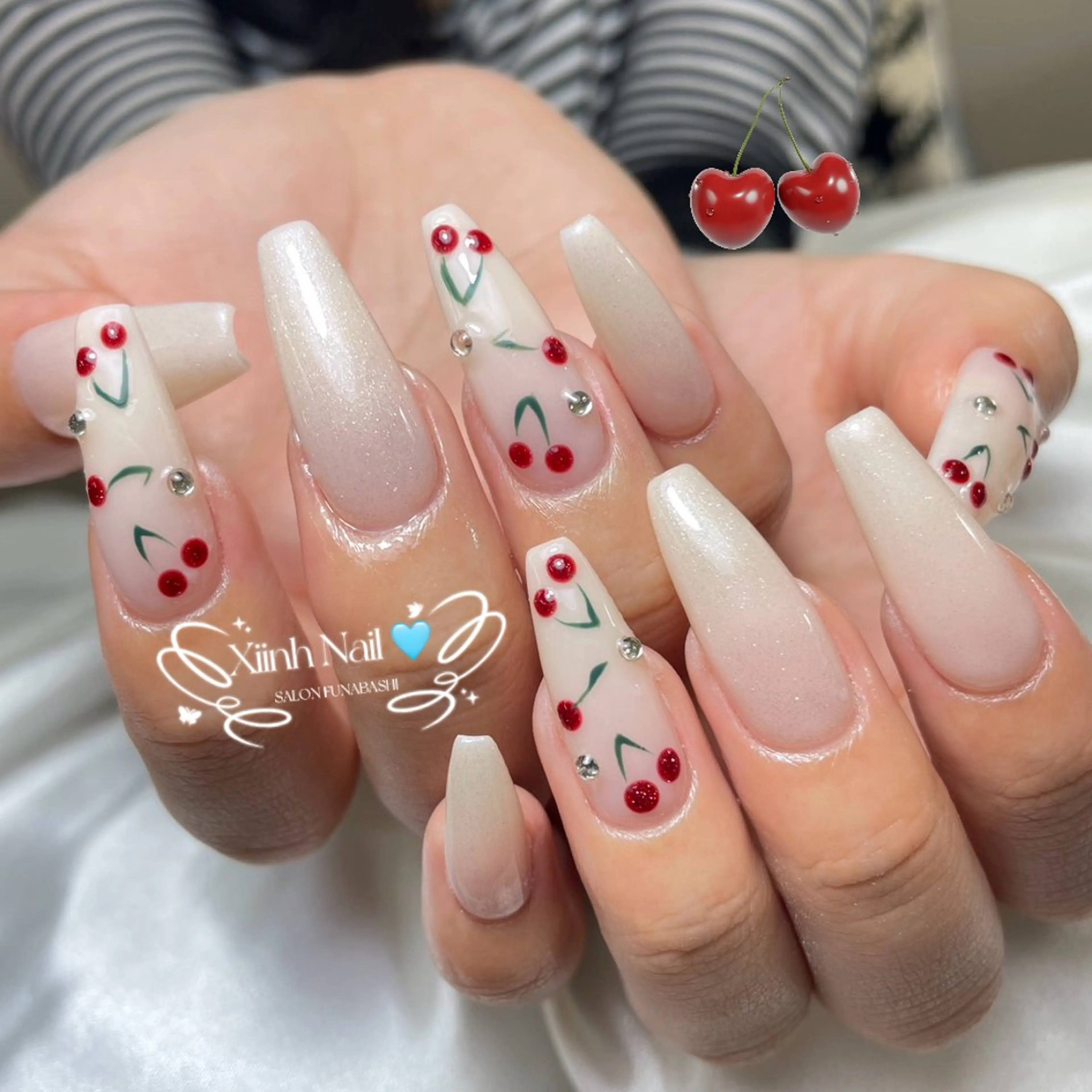 ネイル チークネイル 桜ネイル 長さ出し フットネイル ジェルネイル ハンドネイル XIINH NAIL SALONのネイルデザイン