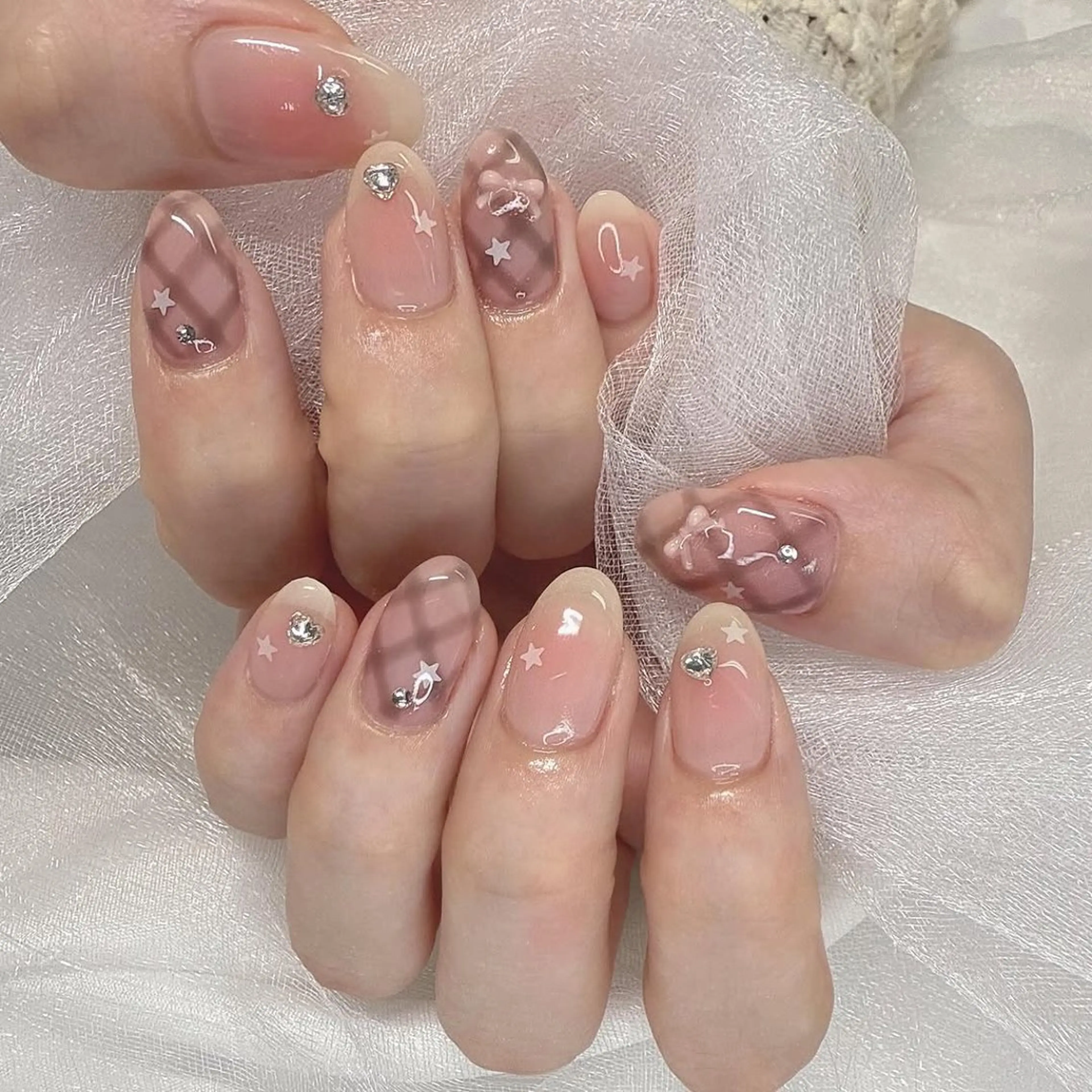 ネイル ガーリー グラデーション ピンク ショートネイル 春ネイル KIM キムのネイルデザイン