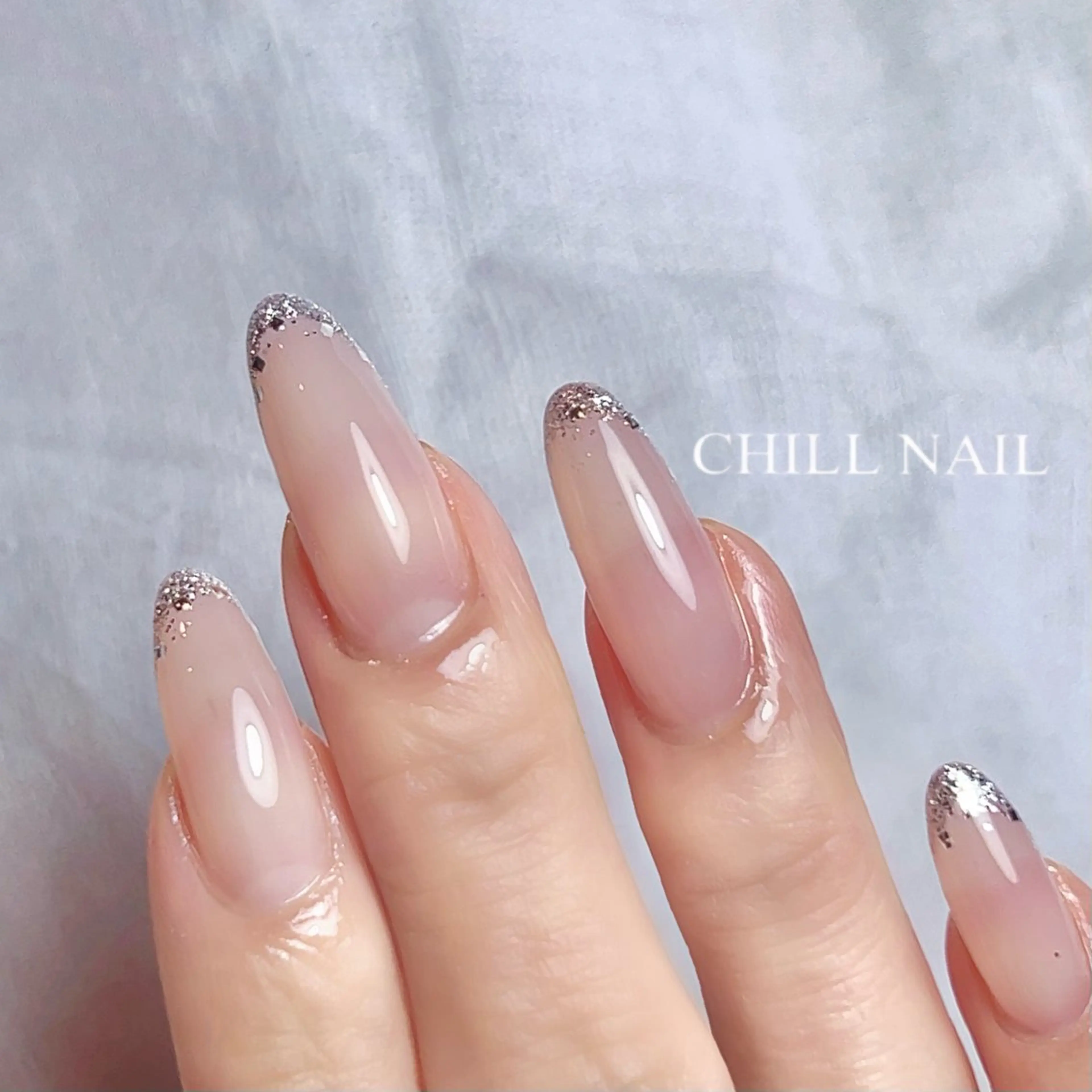 ネイル フレンチネイル ラメ(グリッター) CHILL NAILのネイルデザイン