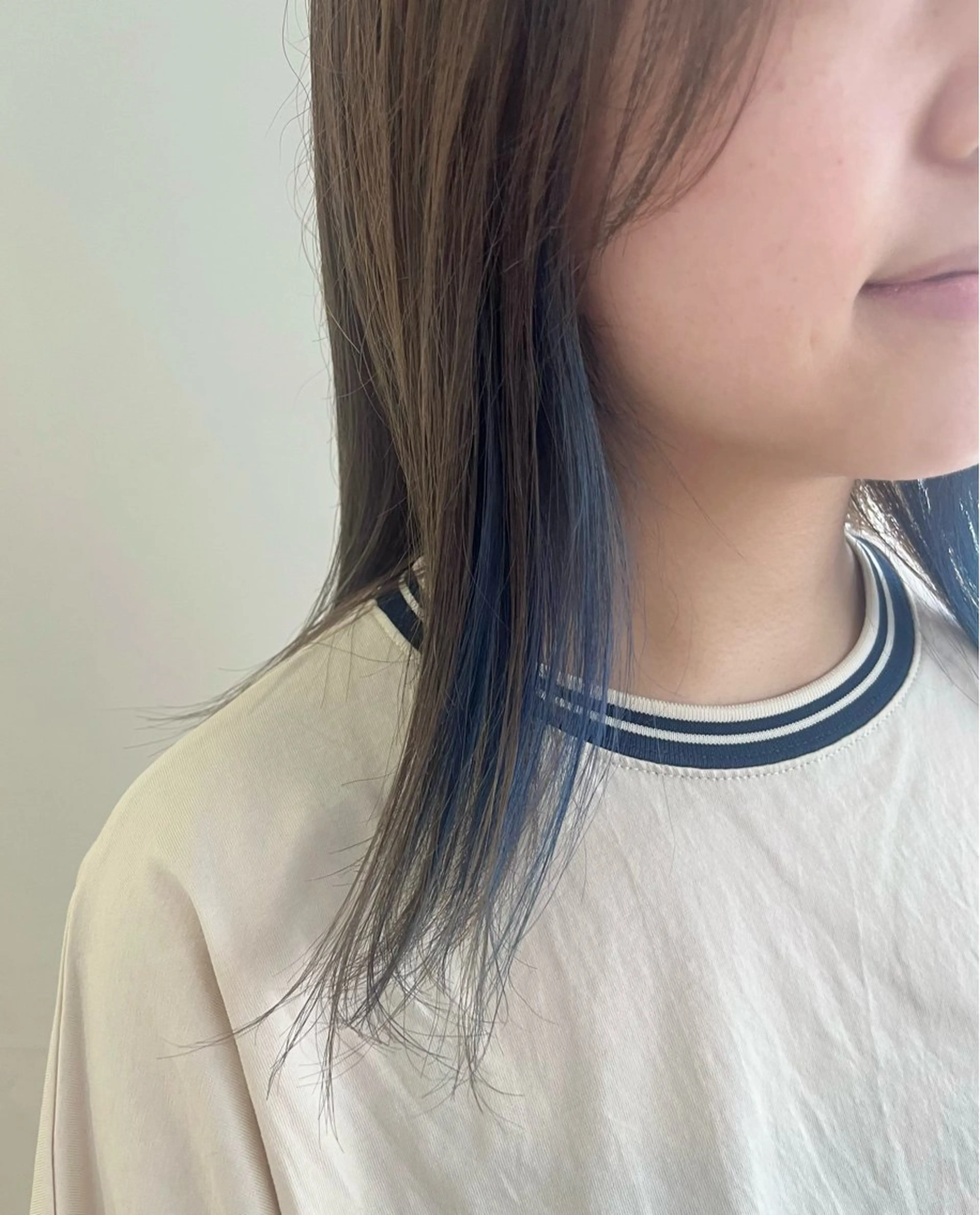 セミロング カラー ブルーカラー インナーカラー ヘアカラー 暖色カラー/ダブル カラー/名古屋/辻のヘアスタイル