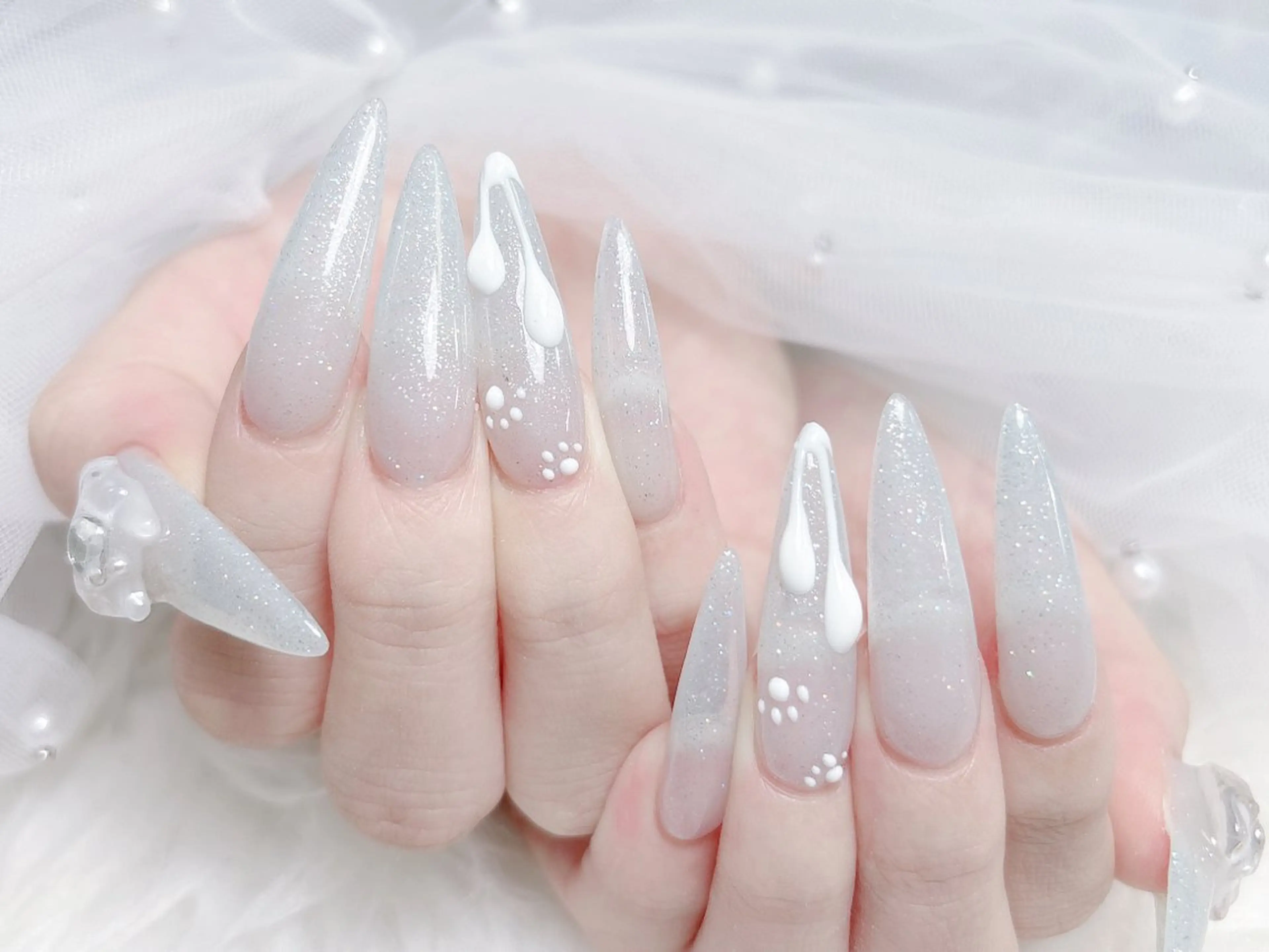 ネイル キラキラネイル スカルプネイル ハンドネイル MoMoA Nail ネイル長さ出し専門店のネイルデザイン