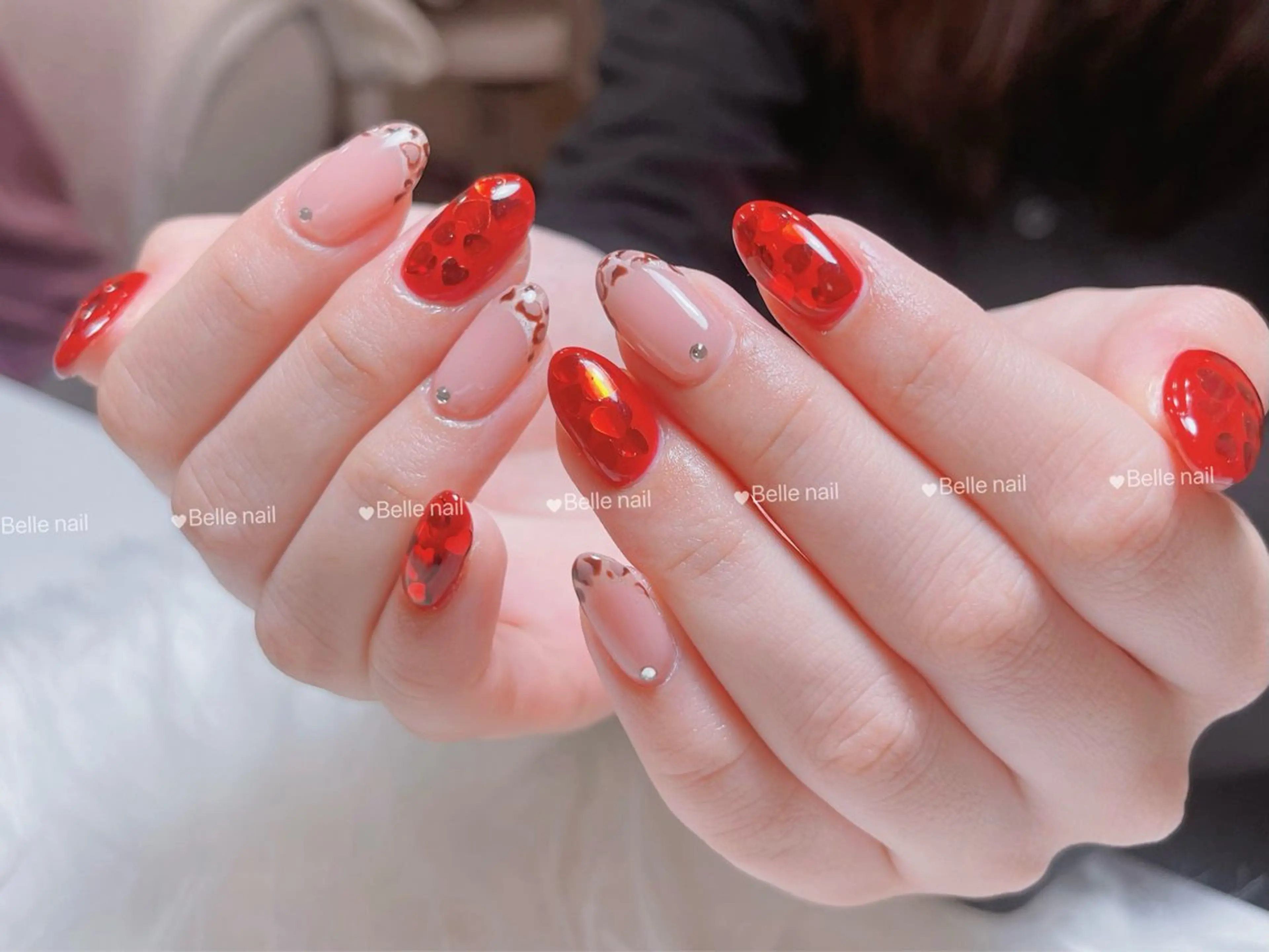 ネイル アートネイル 長さ出し フレンチネイル ジェルネイル キラキラネイル Belle Nail Salonのネイルデザイン
