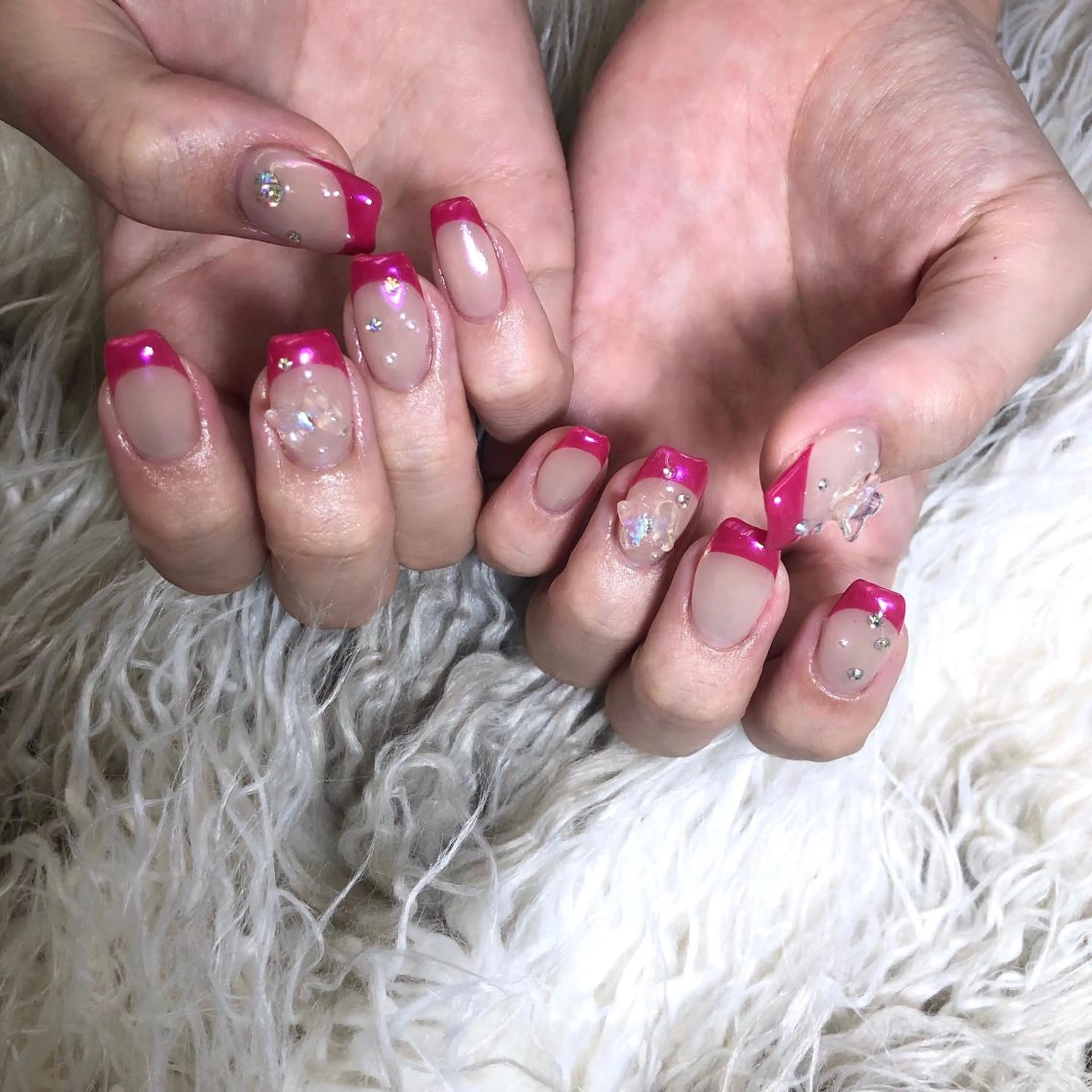 ネイル オーロラネイル フレンチネイル ピンク nail 1997のネイルデザイン