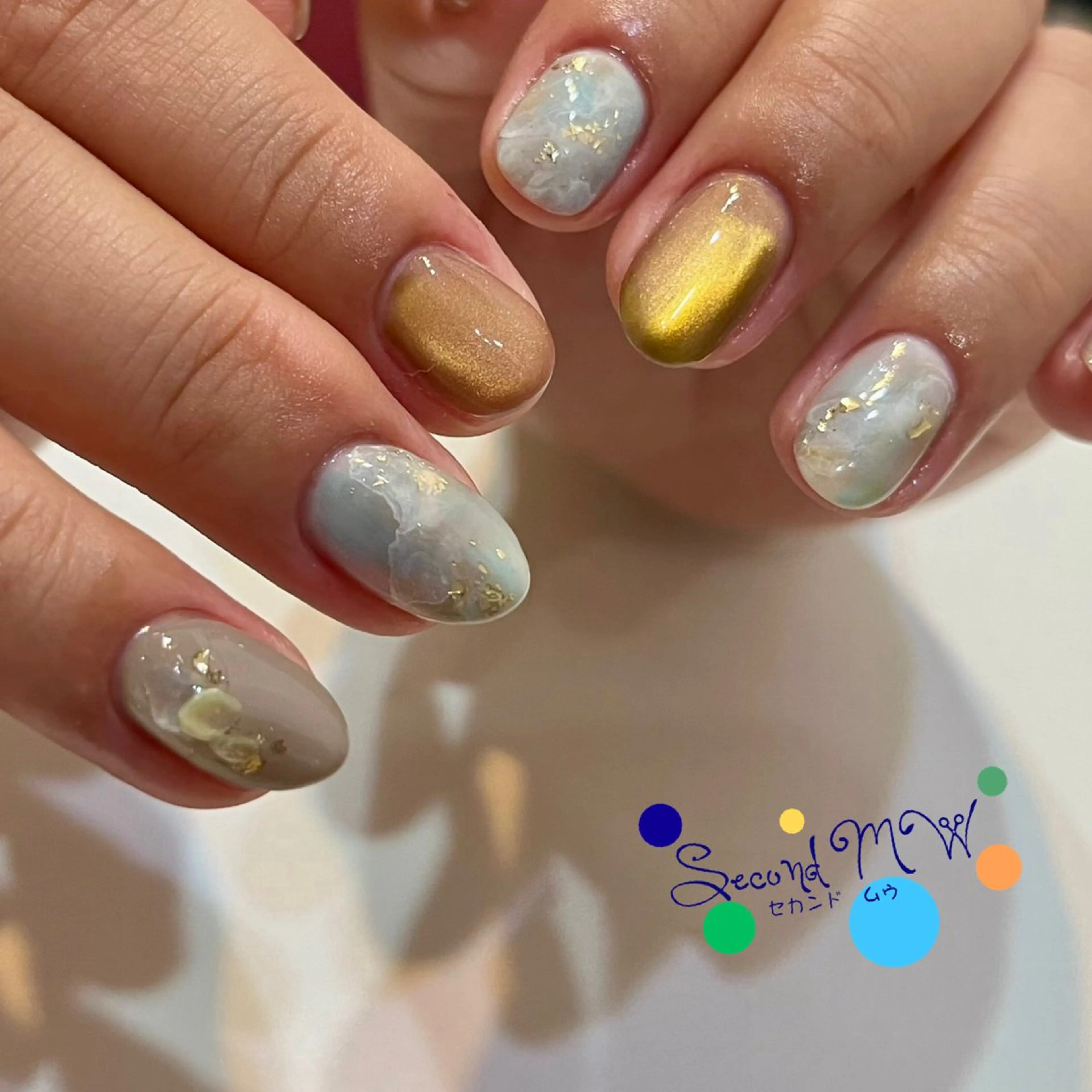 ネイル マグネットネイル 大理石ネイル(マーブル) ニュアンスネイル 冬ネイル ハンドネイル SecondMW _nail 　川連のネイルデザイン