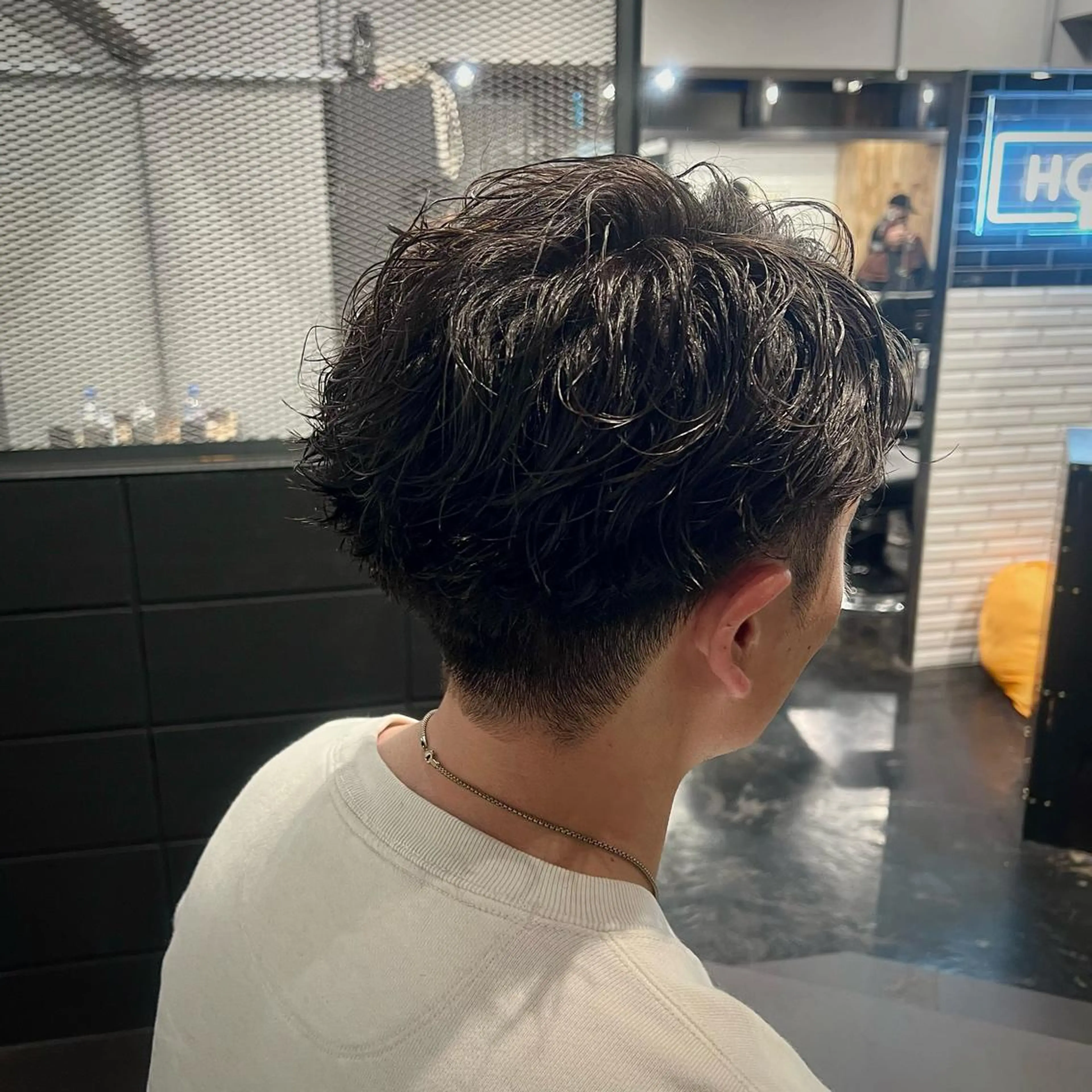 ミディアム カラー パーマ メンズ ミディアムパーマ メンズパーマ メンズ特化/パーマ/ メッシュ/竜成のヘアスタイル