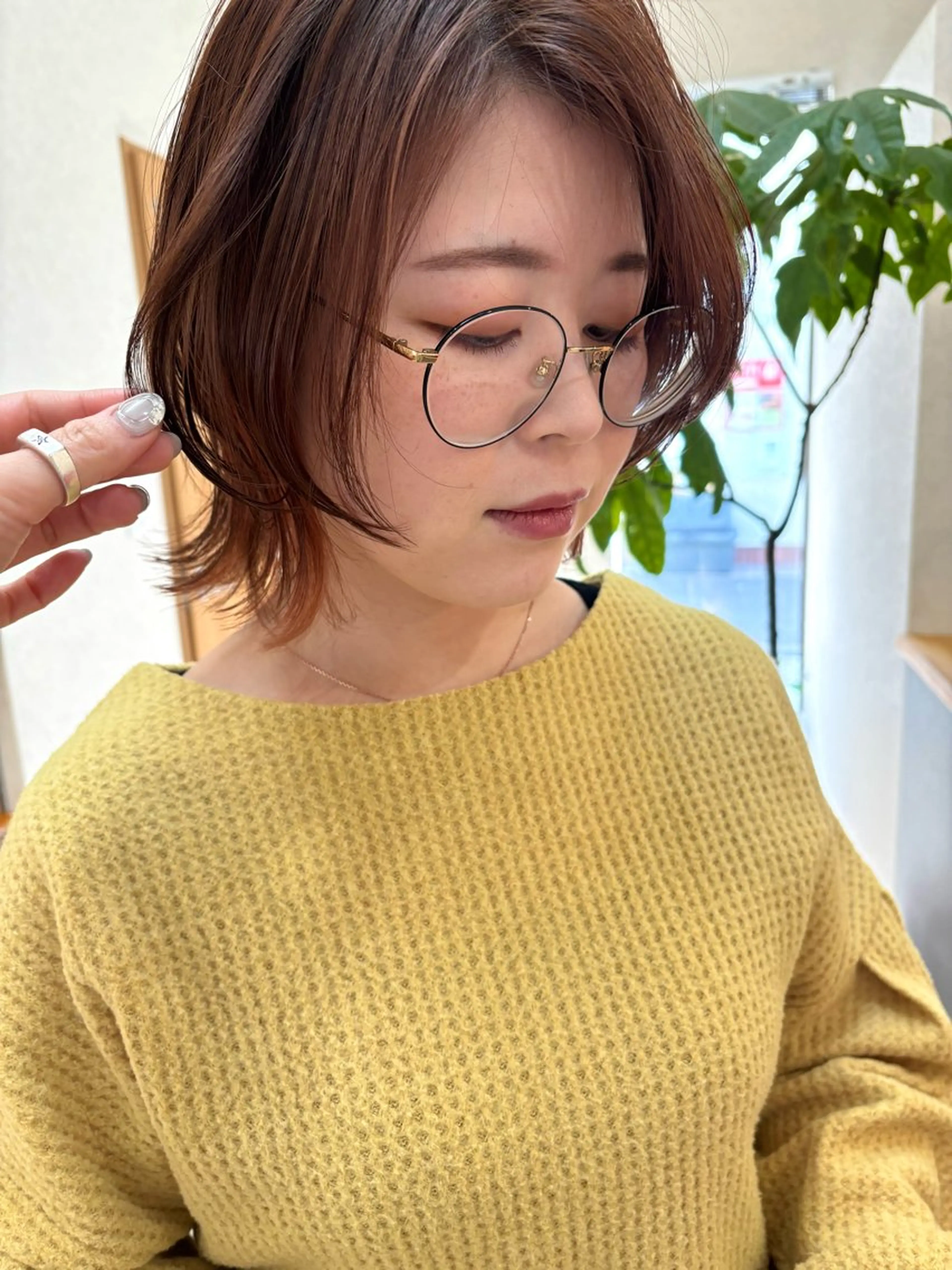 ショート カラー en,ボブ/レイヤー パーマ/透明感カラーのヘアスタイル