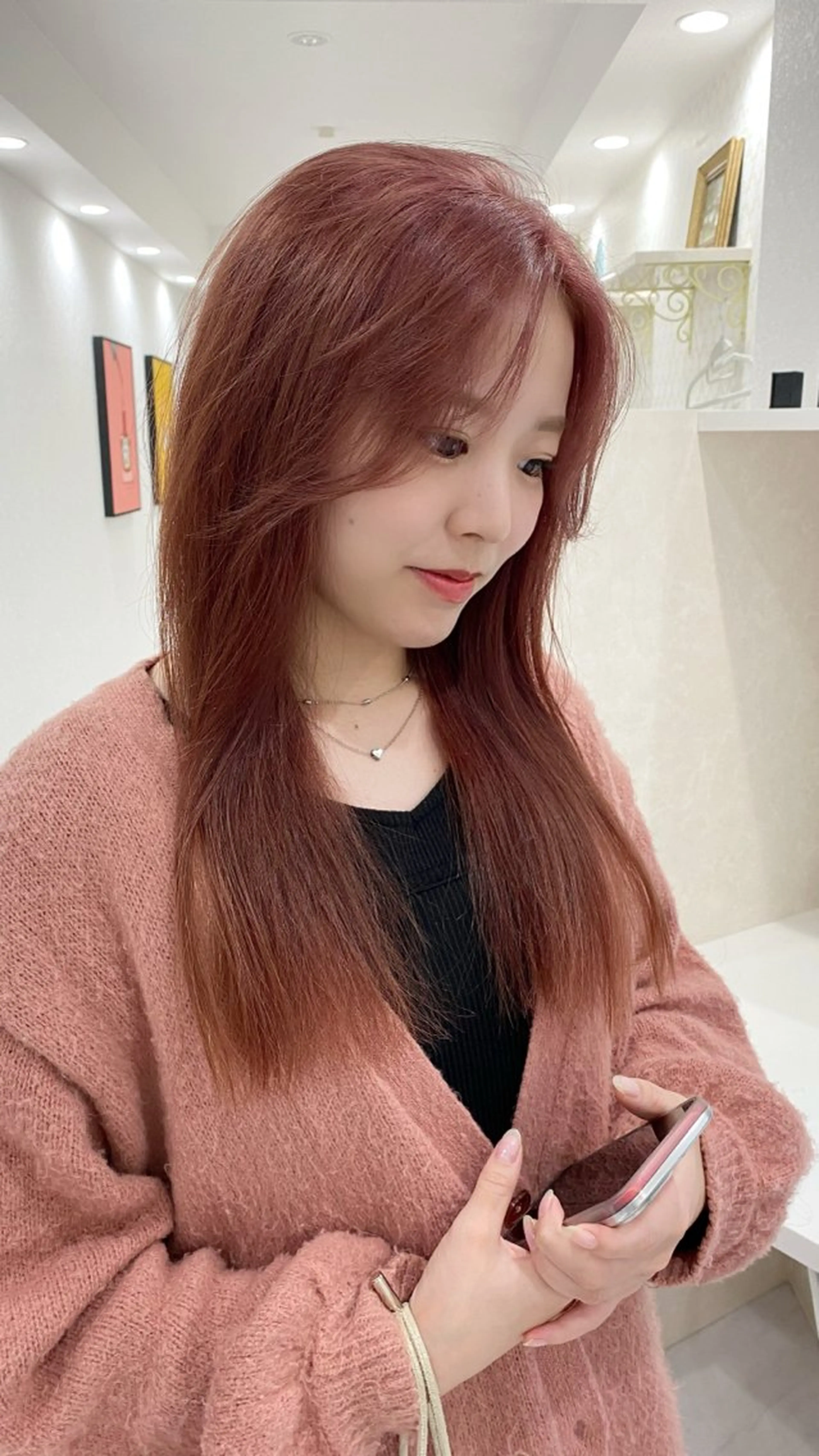 ロング カラー カット ヘアカラー 縮毛矯正 RURI韓国ボブ 🇰🇷タッセルボブのヘアスタイル