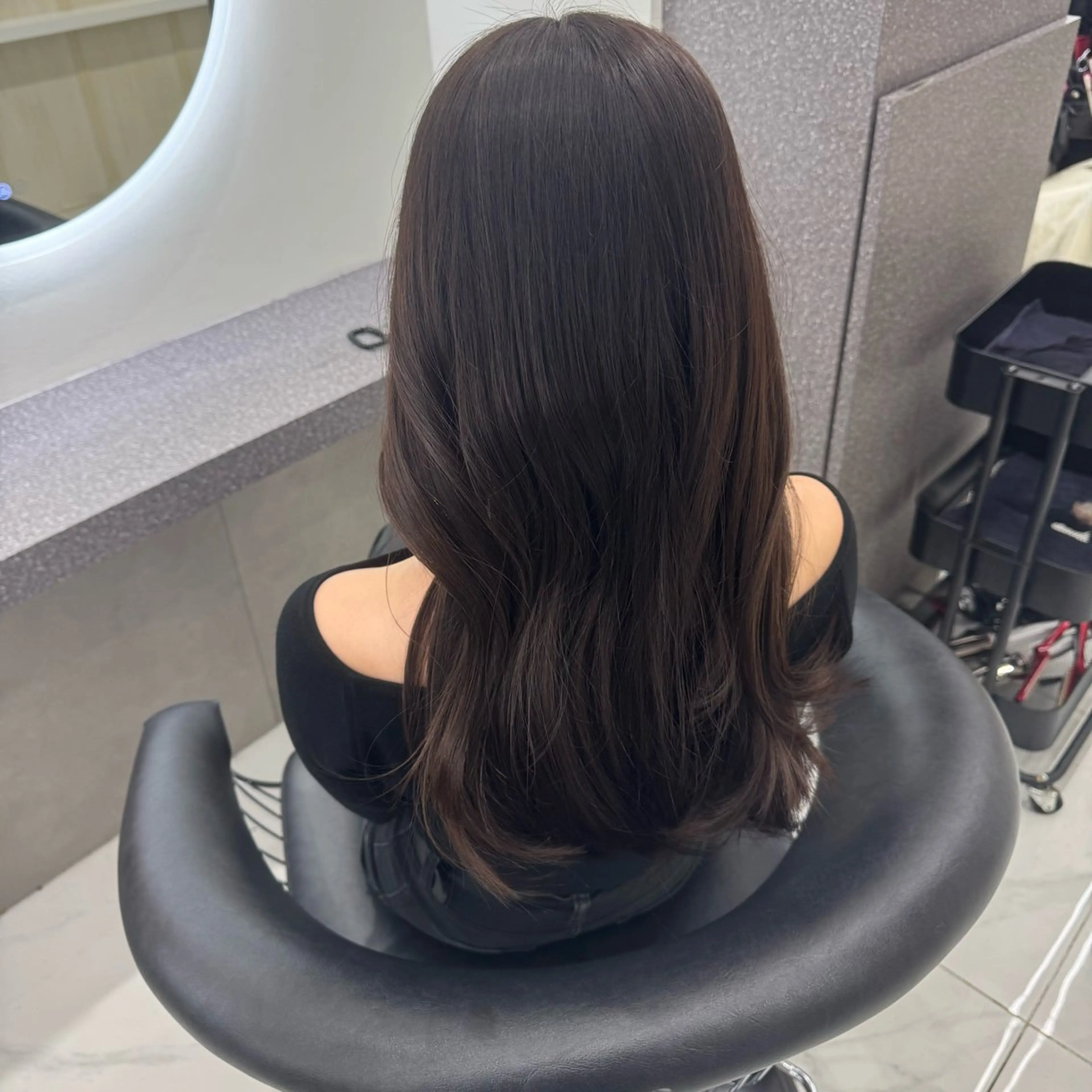 ロング カラー ショコラグレージュ グレージュ 髪質改善 韓国風ヘア トリートメント カット ヘアカラー トリートメント hina/艶カラー/ 縮毛矯正/梅田のヘアスタイル