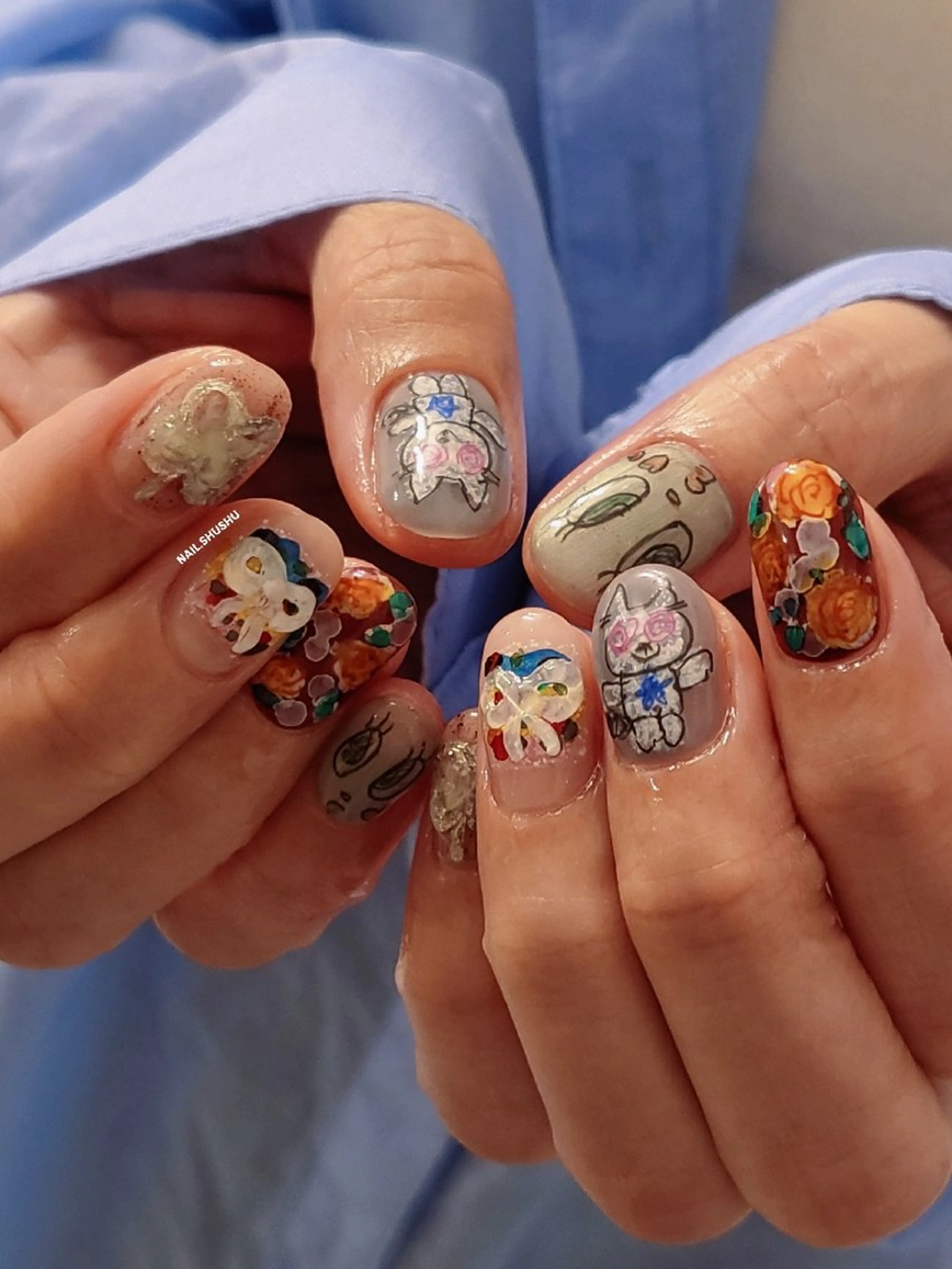 ネイル ハンドネイル 3dパーツ/流行り 👧shushu❤️のネイルデザイン