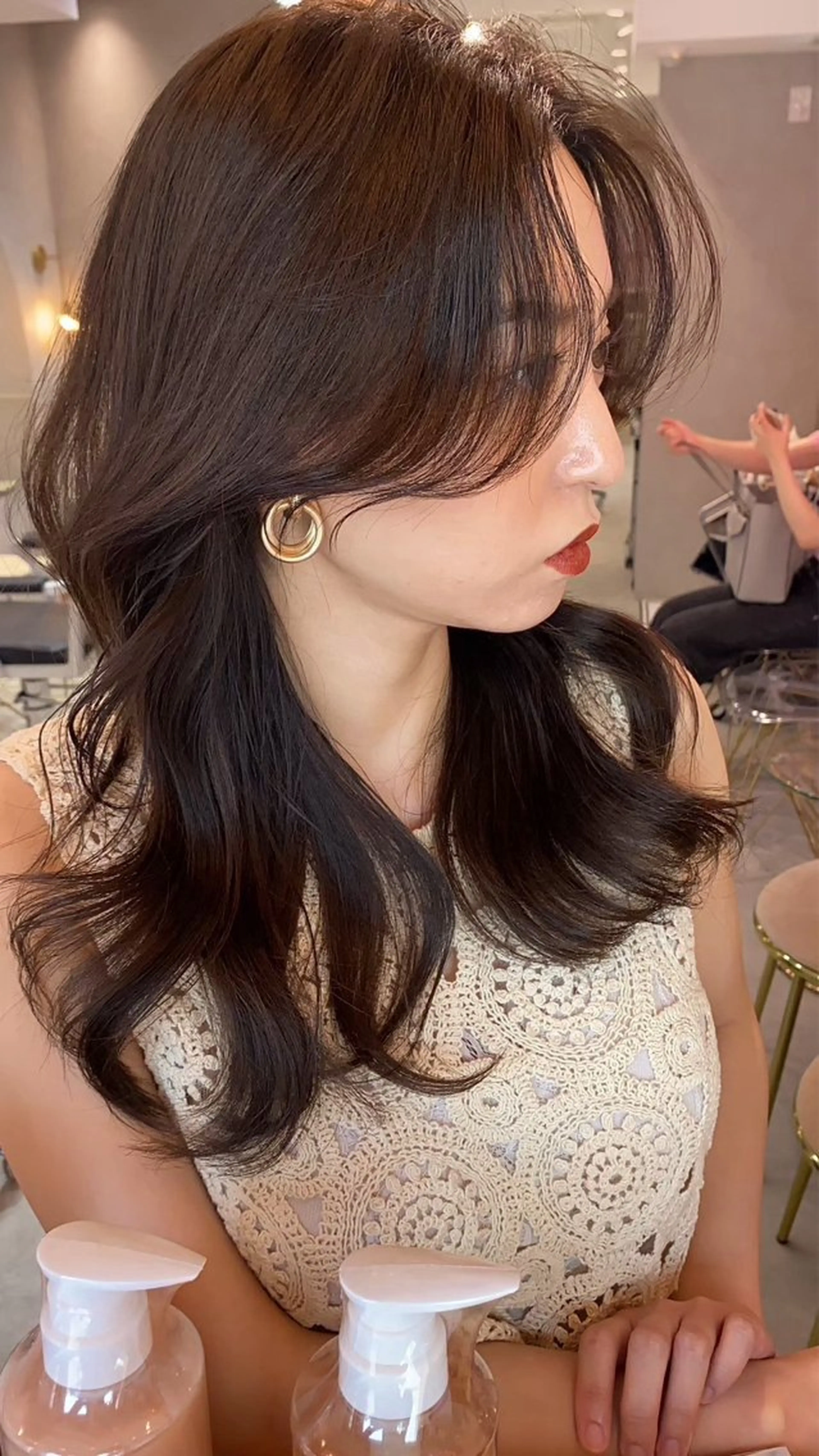 ロング カラー パーマ ヘアアレンジ 新宿/小顔レイヤー/ 顔まわり/西慶太朗のヘアスタイル