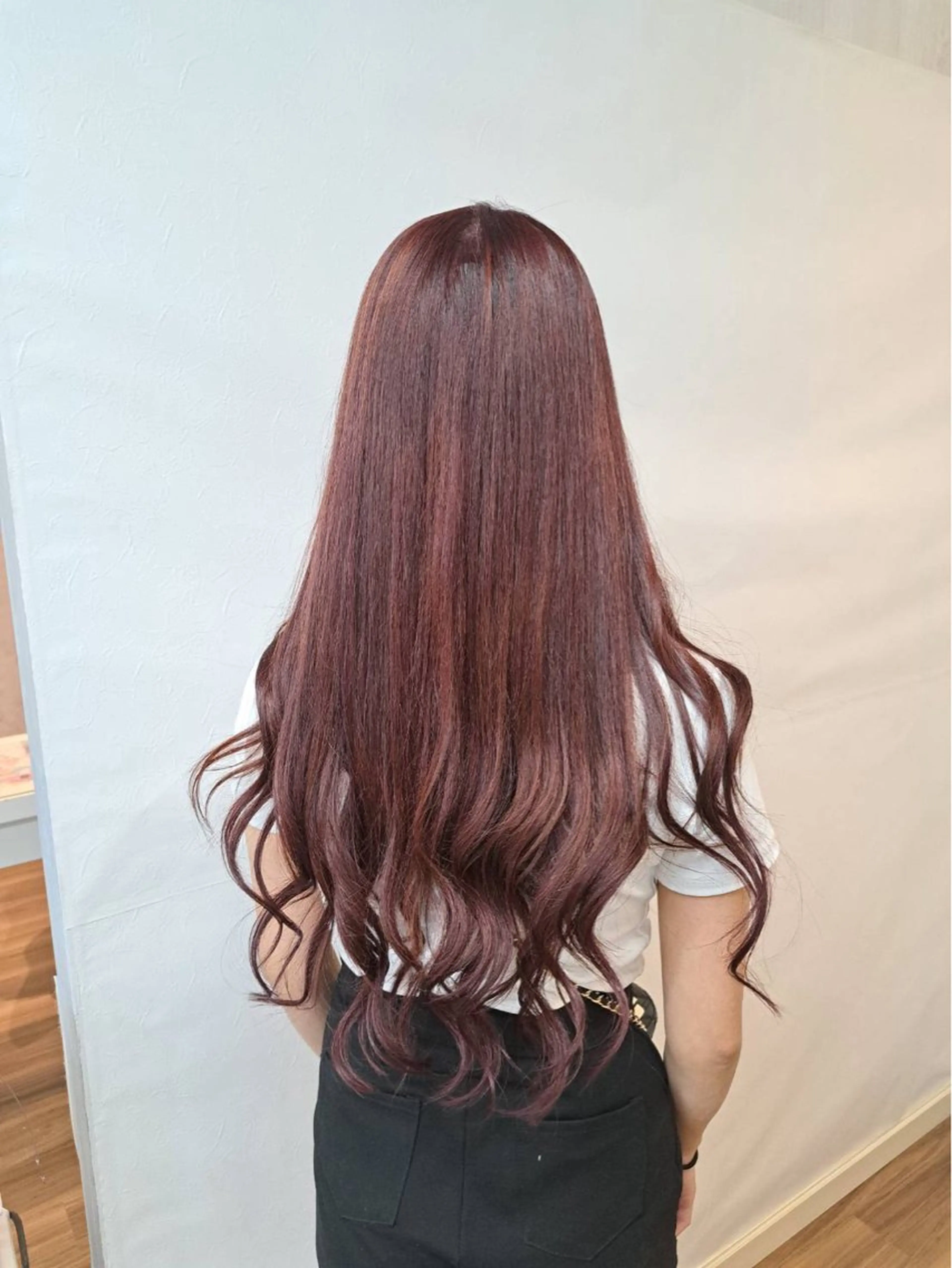 ロング カラー 黒髪 レッドカラー ヘアカラー トリートメント GLOSS 心斎橋 山上のヘアスタイル