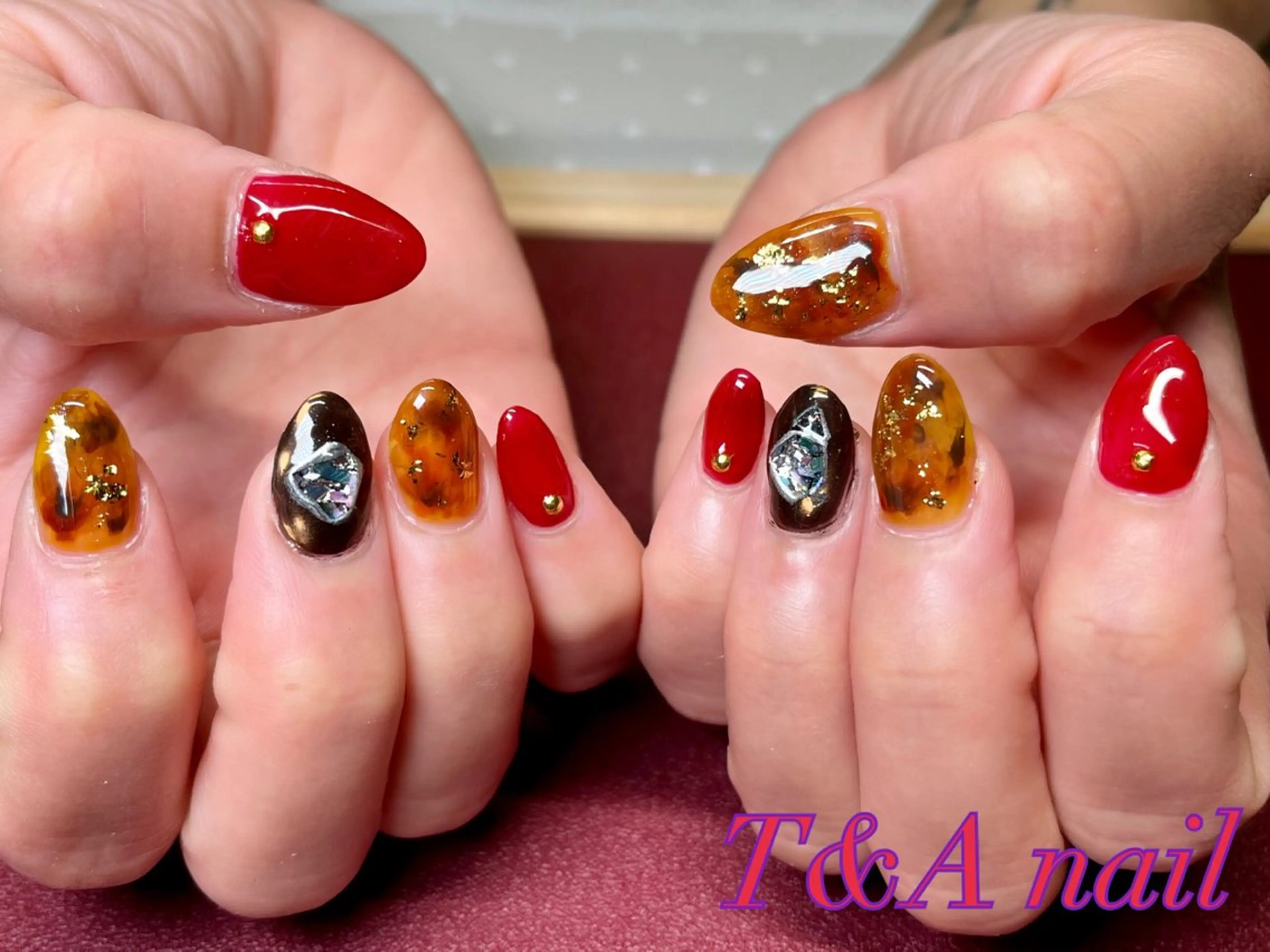 ネイル べっ甲ネイル 長さ出し ジェルネイル ニュアンスネイル スカルプネイル T&A nailのネイルデザイン