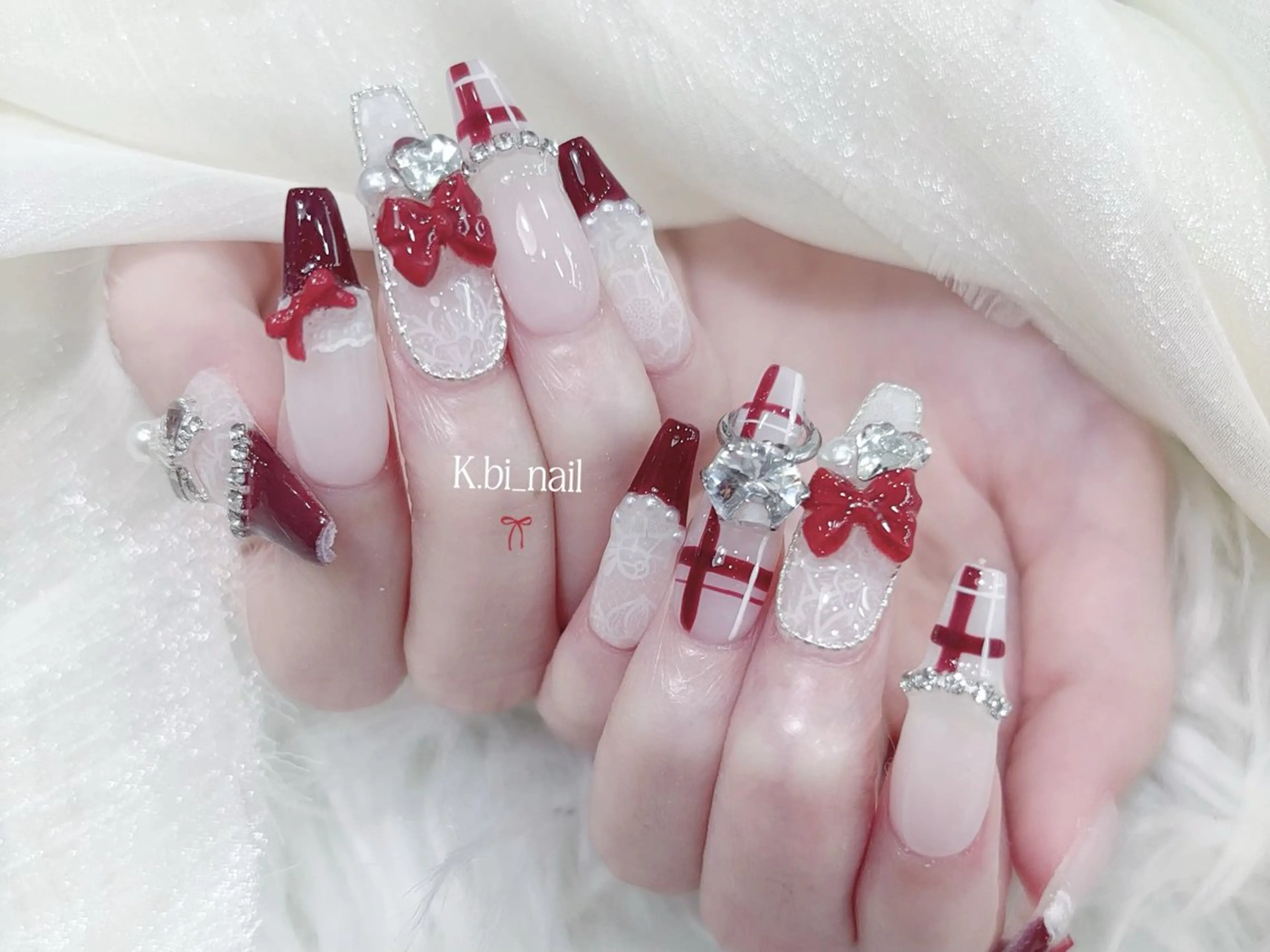 ネイル 成人式 ハンドネイル K.bi_nail ネイル長さ出し専門店のネイルデザイン