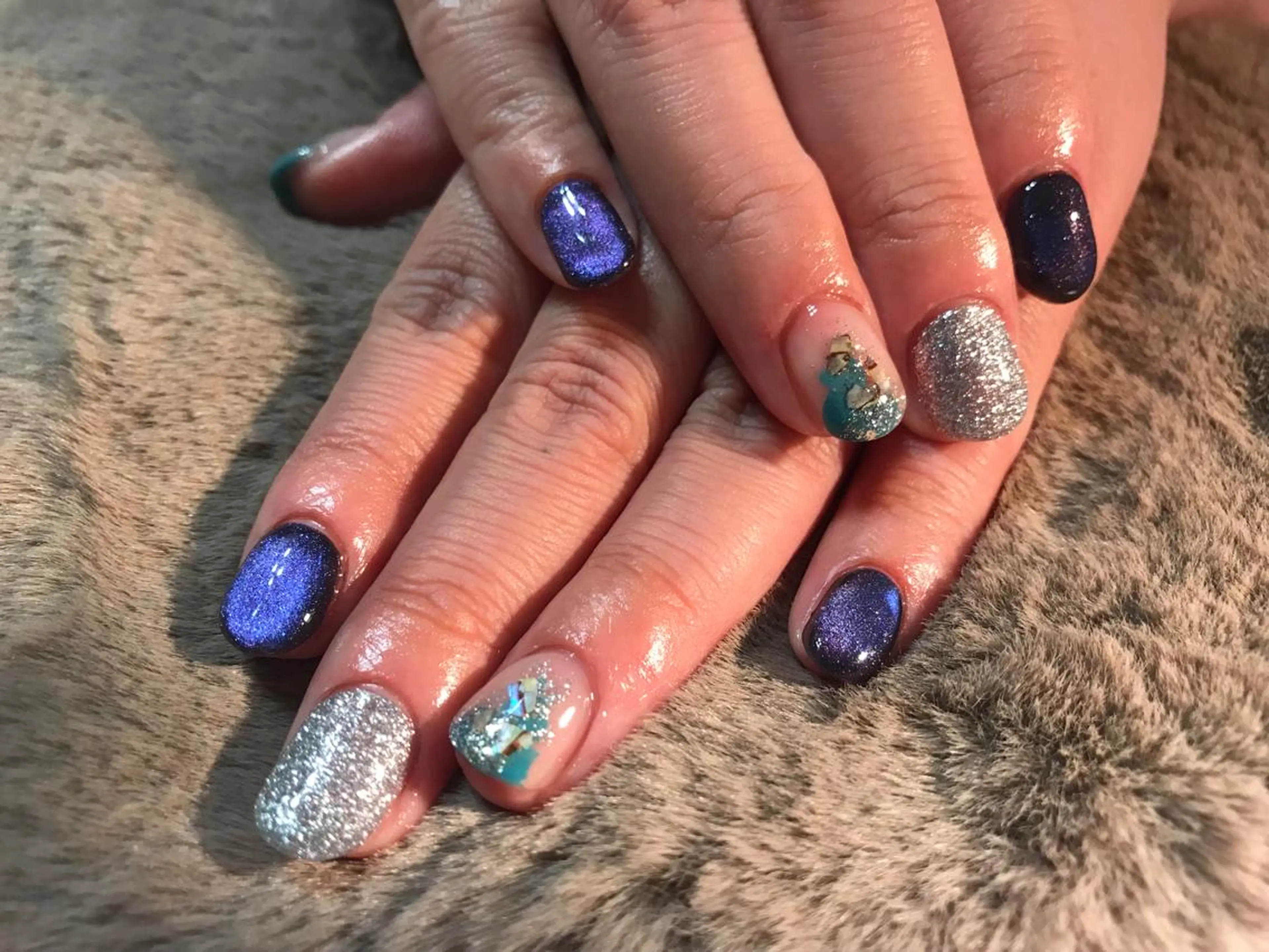 ネイル ブルー キラキラネイル マグネットネイル ニュアンスネイル Kimura Yukoのネイルデザイン