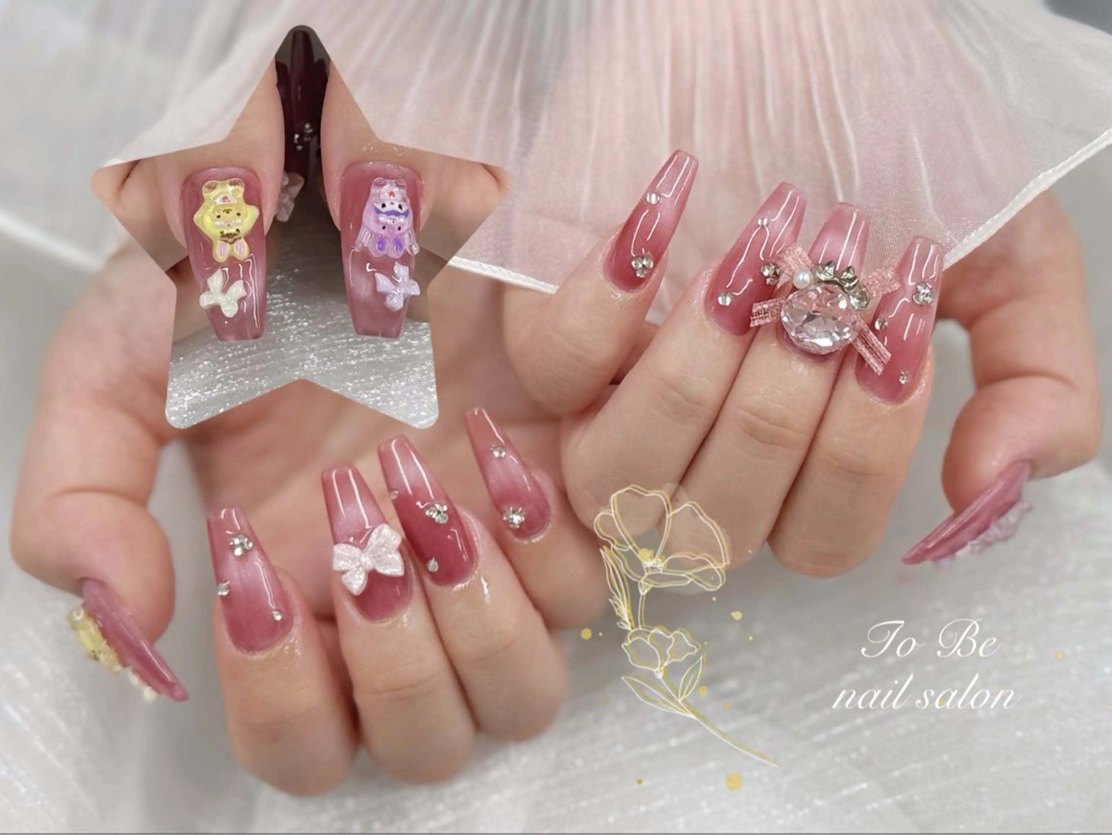 ロング ハンドネイル Nail Salon To Be珈月のネイルデザイン