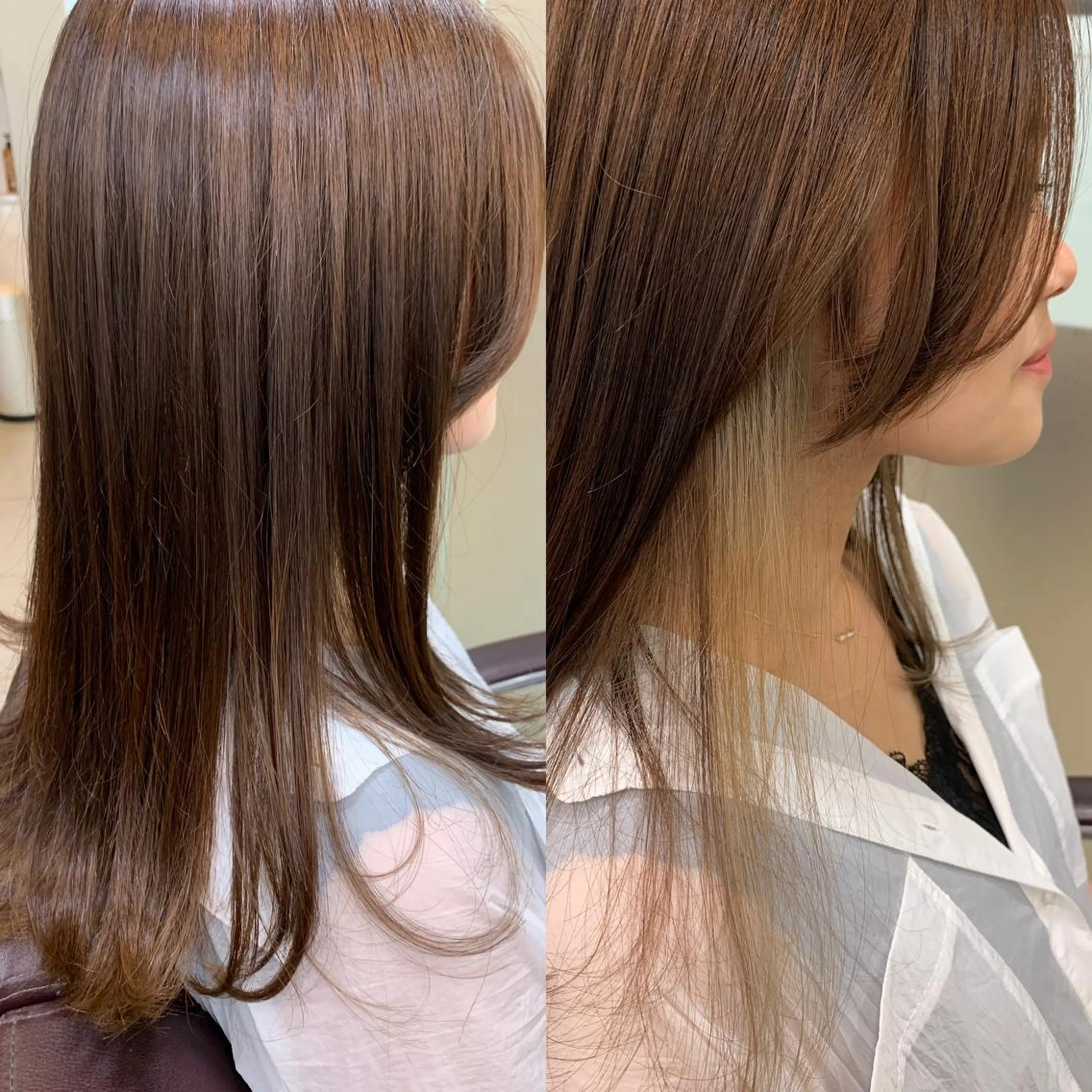 セミロング カラー インナーカラー 柳川 玲也のヘアスタイル