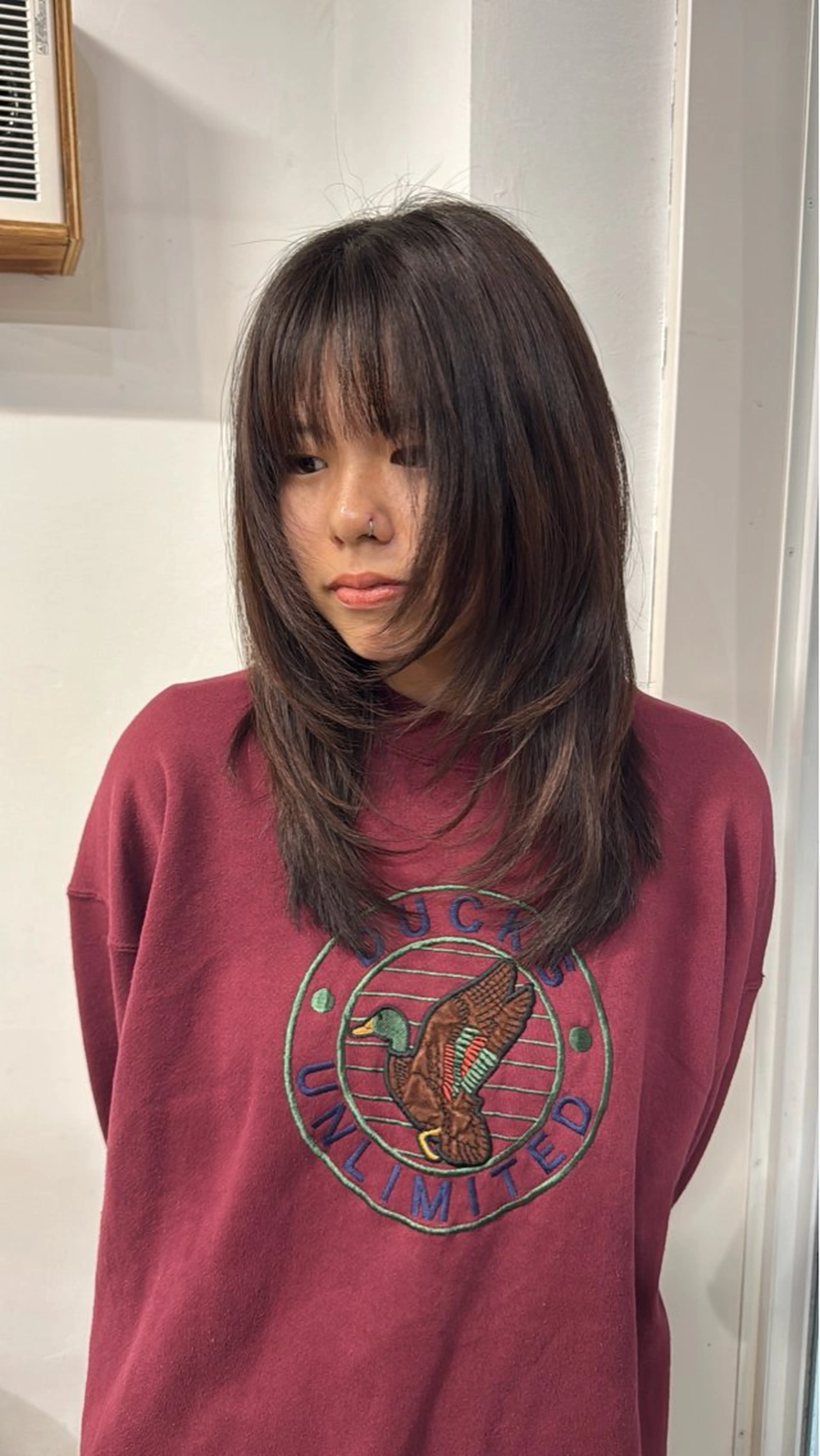 ミディアム カラー ハッシュカット 韓国風ヘア レイヤーカット ウルフカット 【韓国レイヤー特化 ハッシュカット】のヘアスタイル