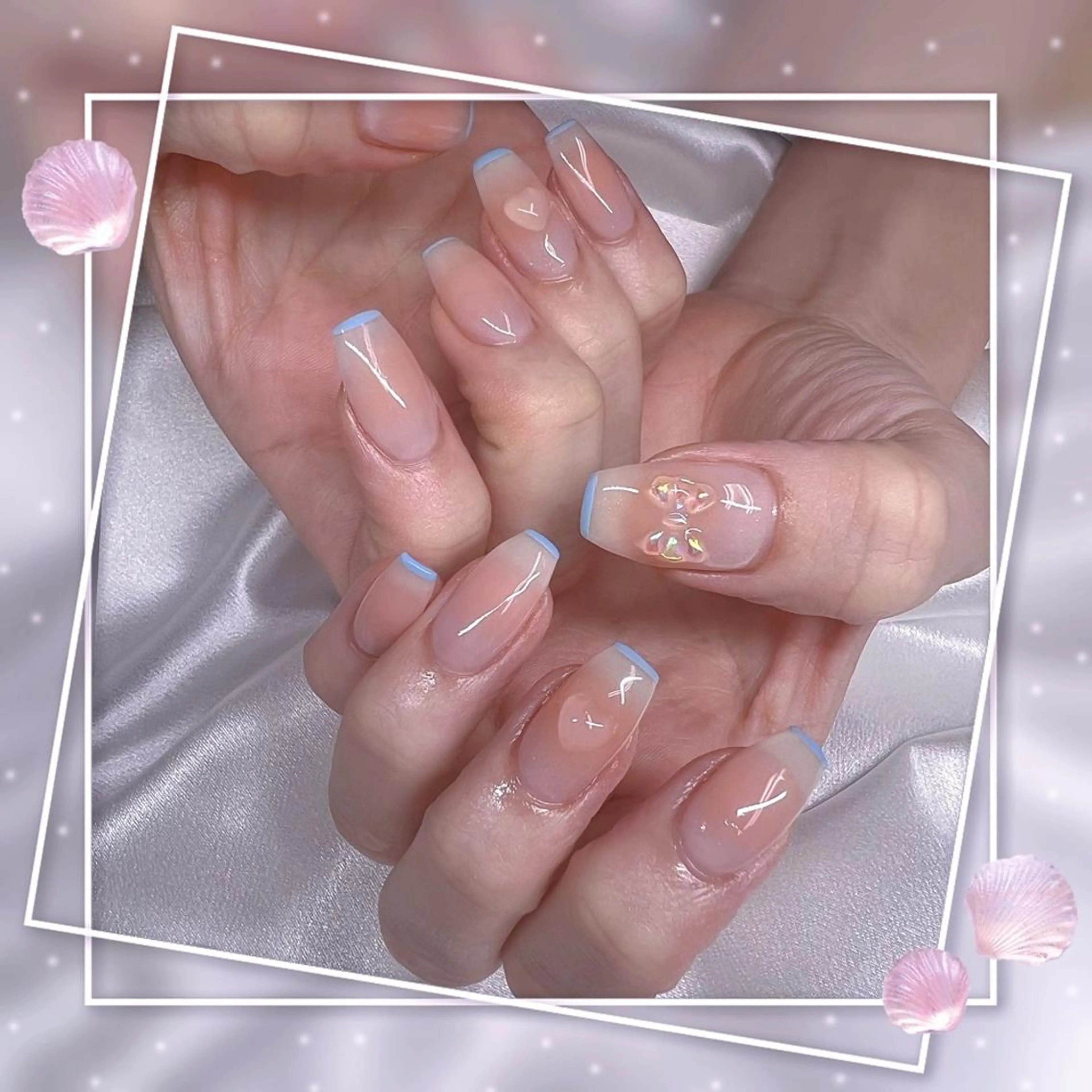 ネイル フレンチネイル キラキラネイル 韓国ネイル マグネットネイル マグネットフレンチ ハンドネイル Chill Nailsalonのネイルデザイン