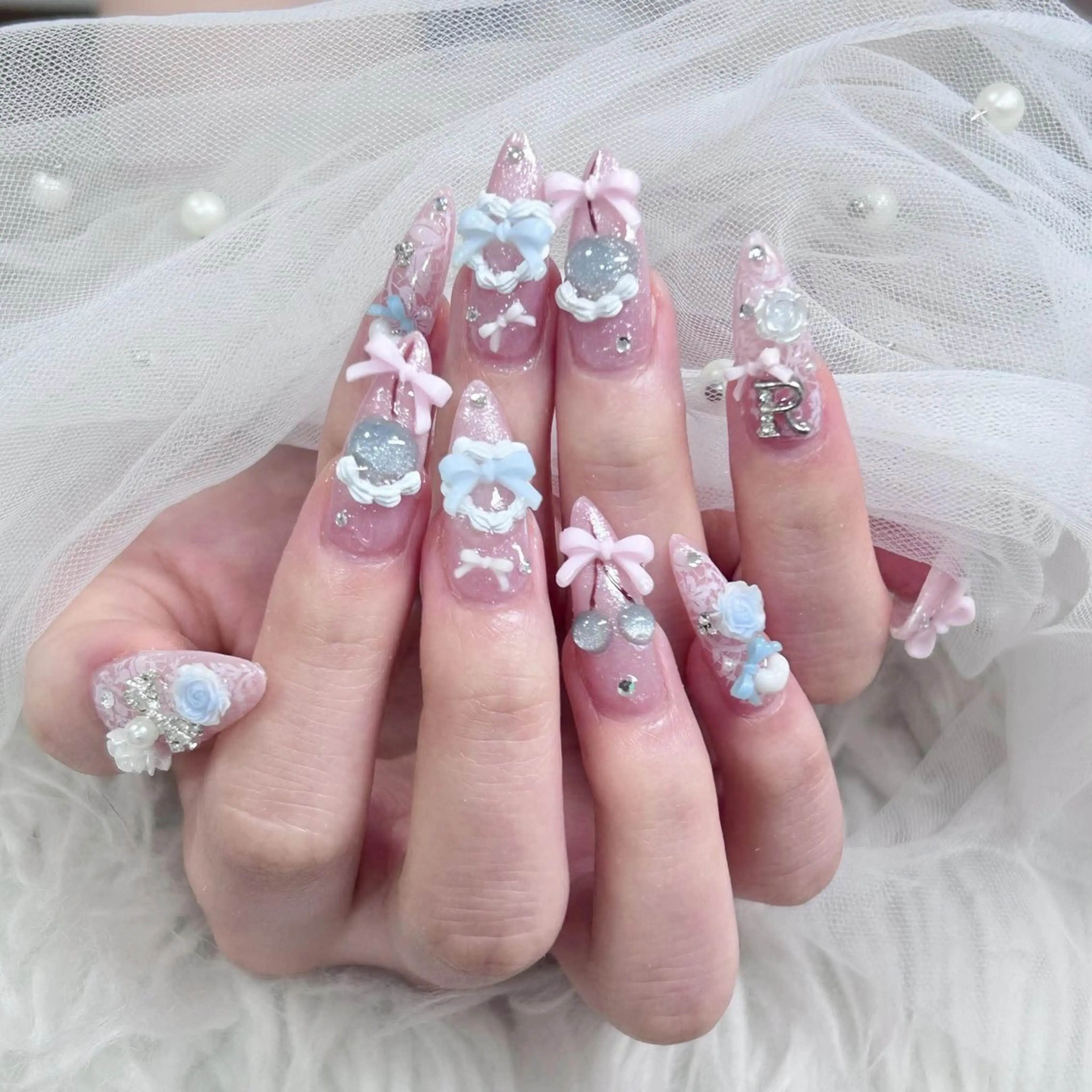 ネイル フットネイル フレンチネイル グラデーション 韓国ネイル ロングネイル ハンドネイル Hani Nail Salonのネイルデザイン