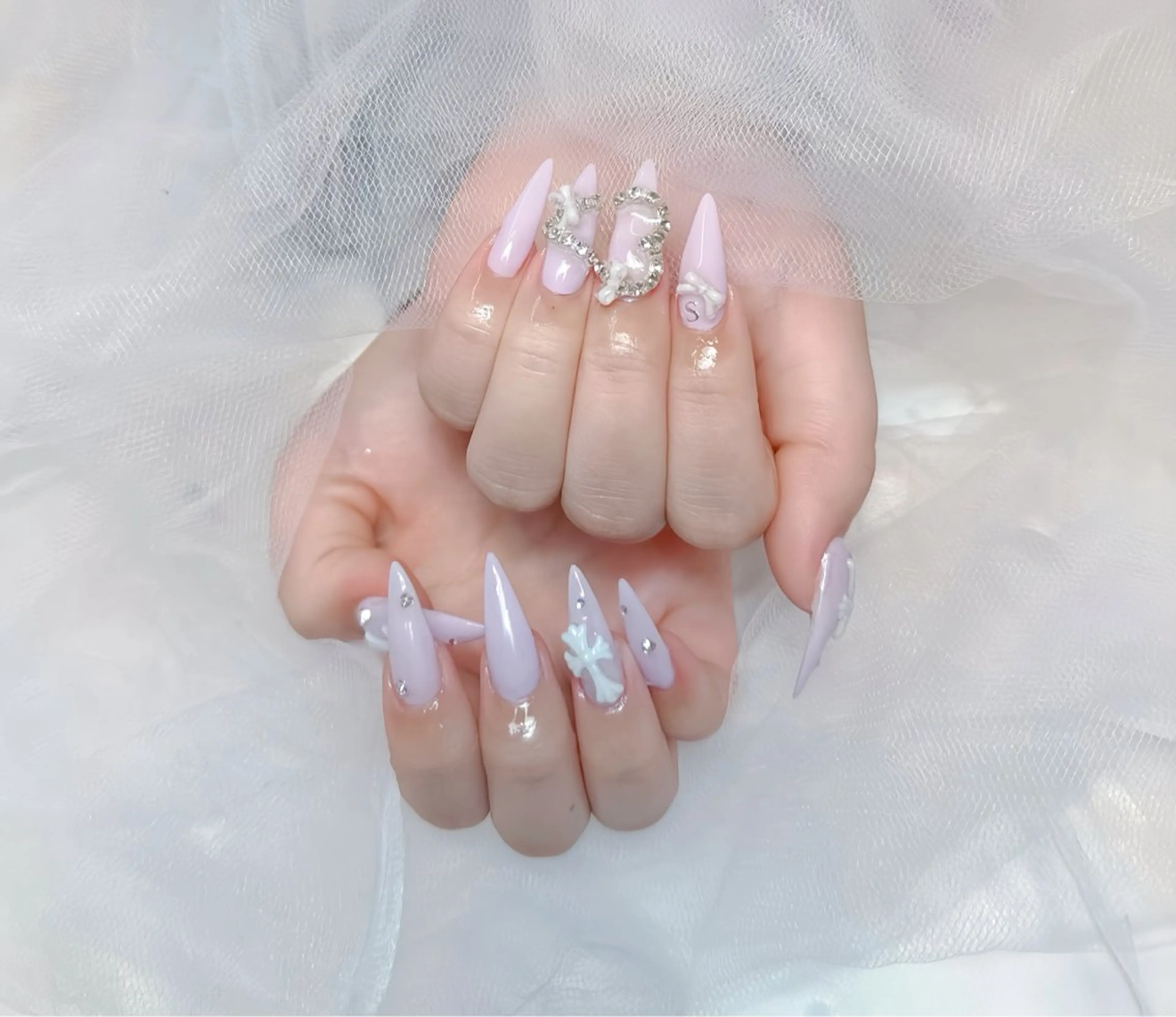 ネイル アートネイル オーロラネイル カジュアル クリアネイル 長さ出し ハンドネイル Rin Nail 新大久保店のネイルデザイン