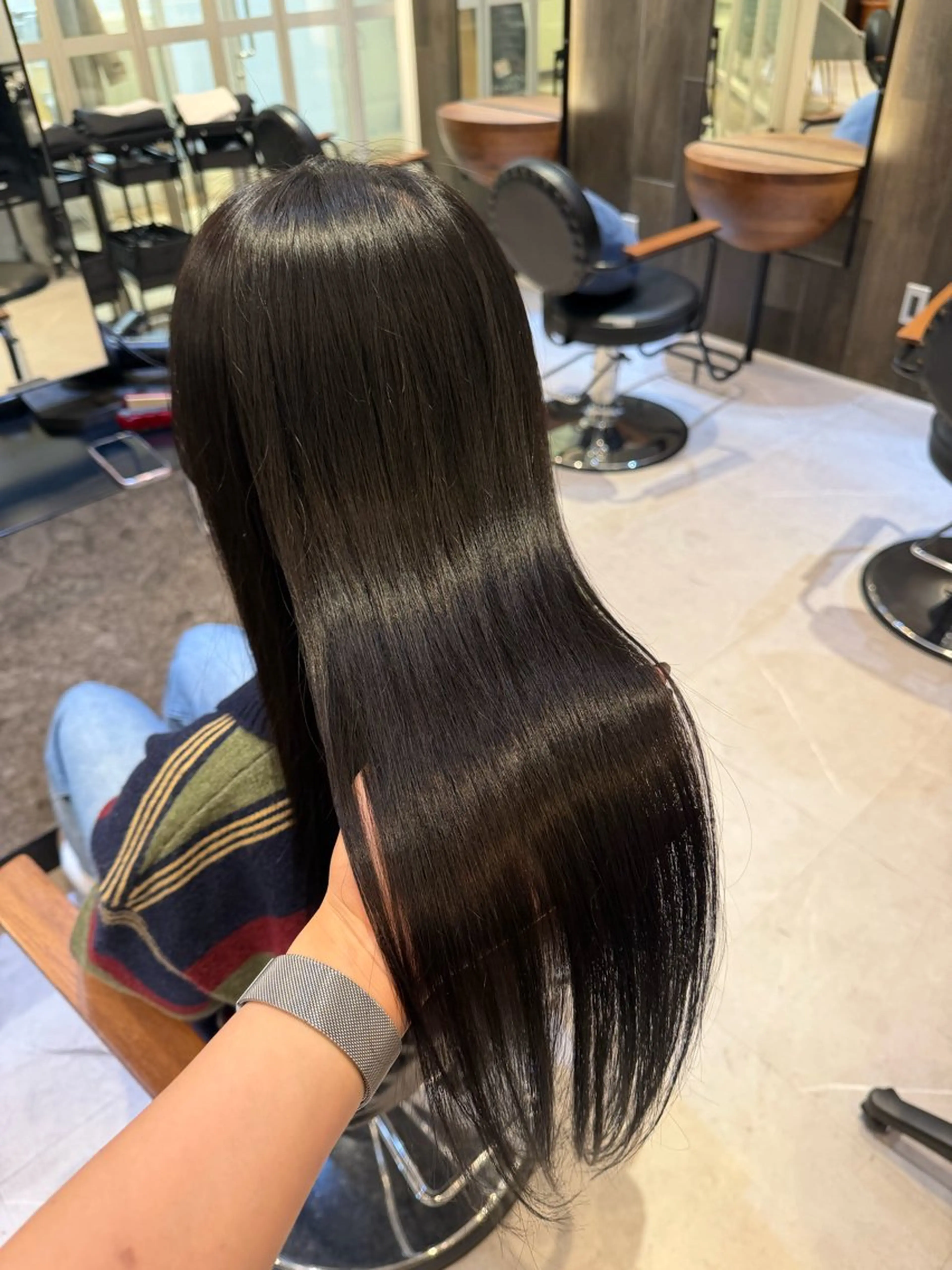 ロング カラー ブラウンカラー ダークブラウン カット ヘアカラー トリートメント オリーブカラー🫒/ ハッシュカット/みゆのヘアスタイル