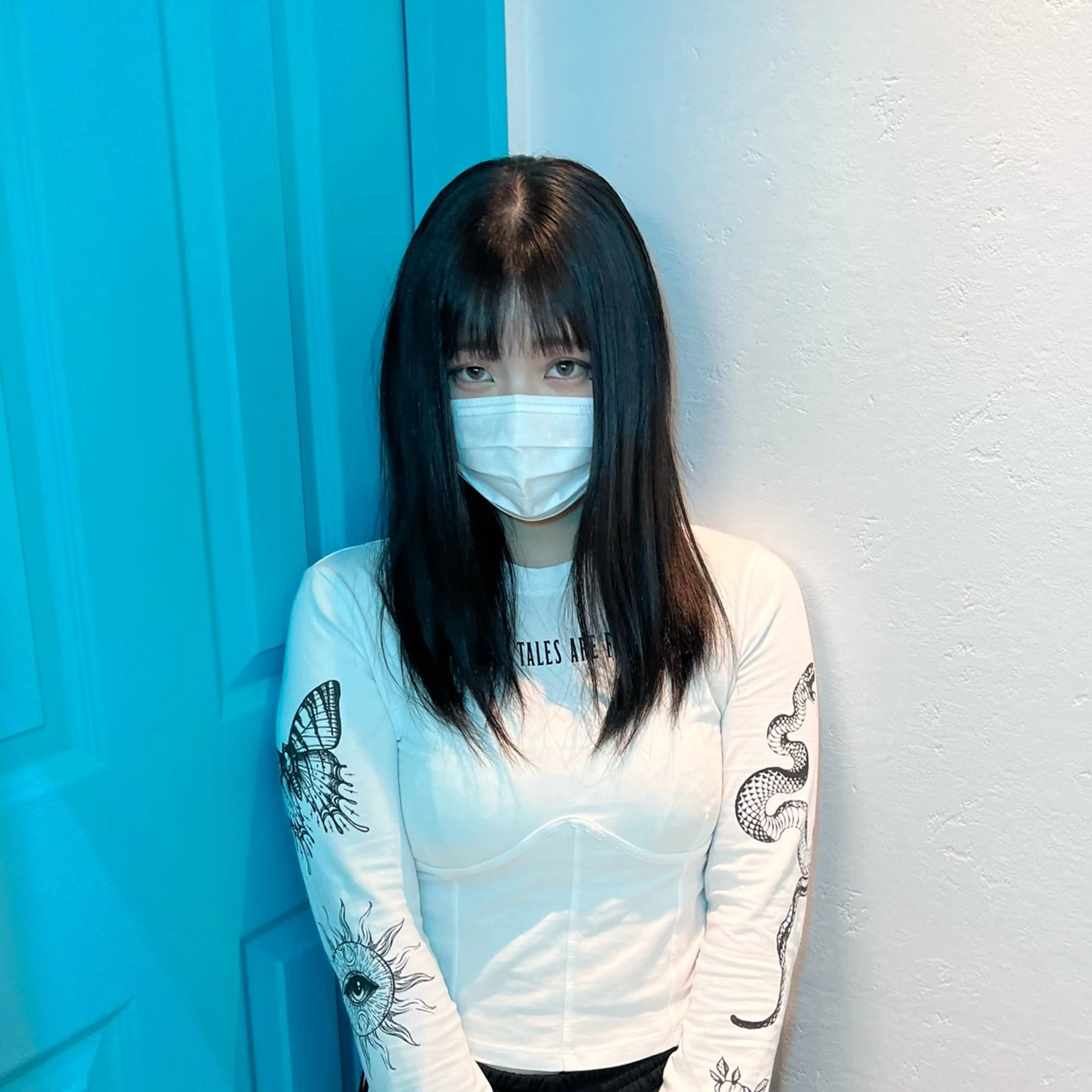 カラー 黒髪 ブルーカラー ブルーブラック ブリーチ/縮毛矯正 ❤️‍🔥シンノスケのヘアスタイル