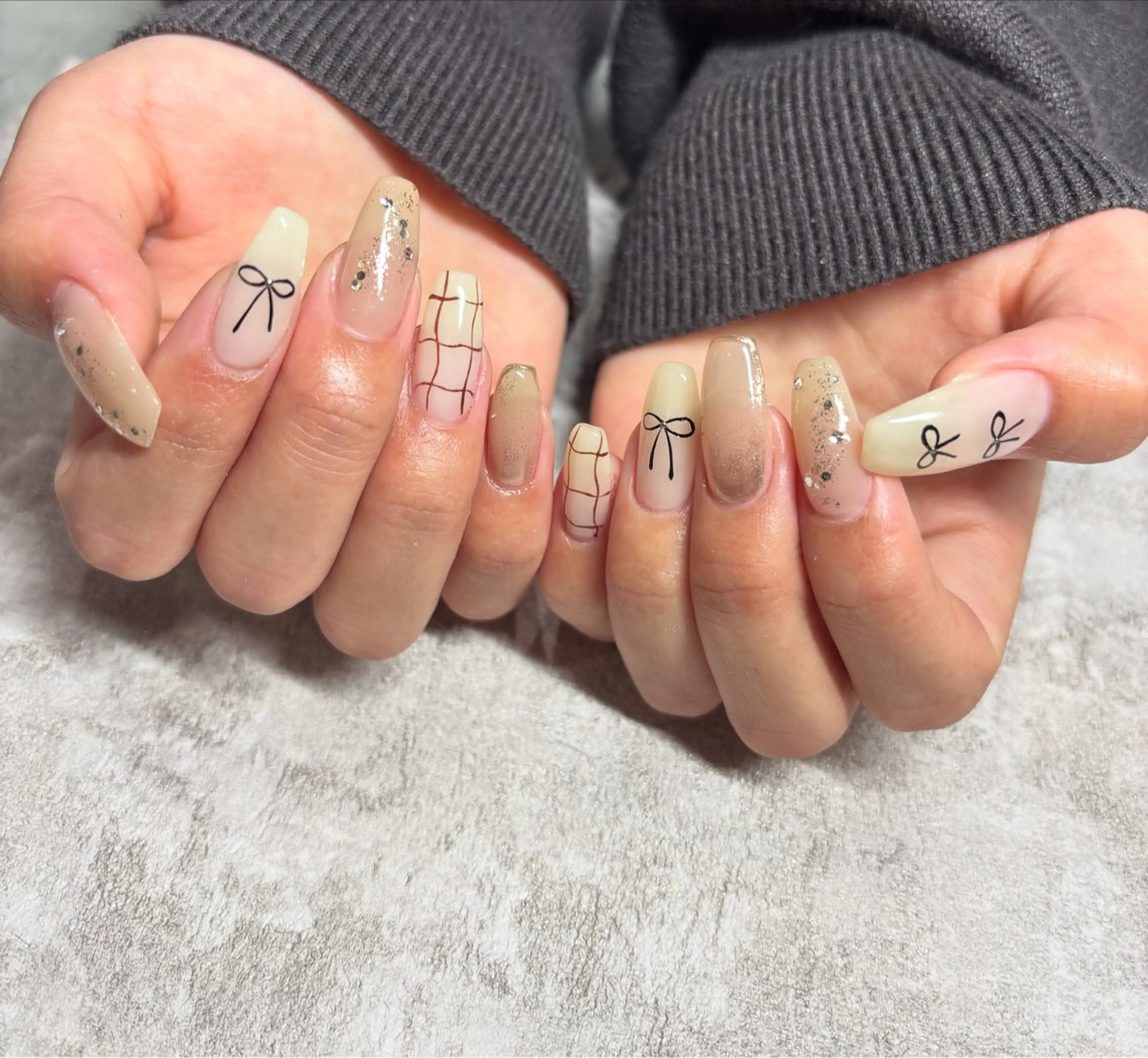 ネイル ニュアンスネイル リボン シンプルネイル 門真市ネイルサロン♡ KUMI.HANAのネイルデザイン