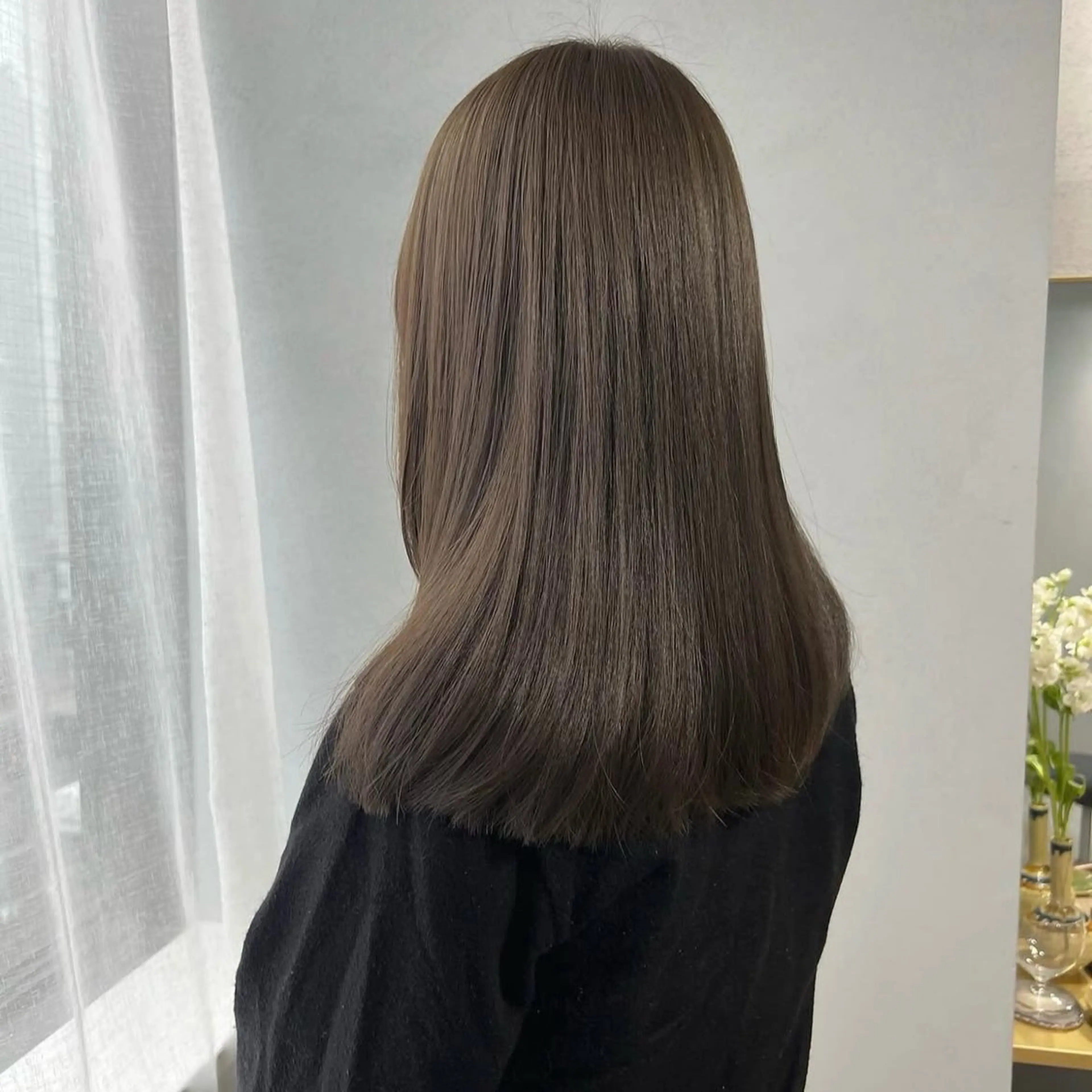 セミロング カラー ベージュカラー ブリーチ ダブルカラー ブリーチなしカラー カット ヘアカラー トリートメント akane/ボブ /オリーブベージュのヘアスタイル