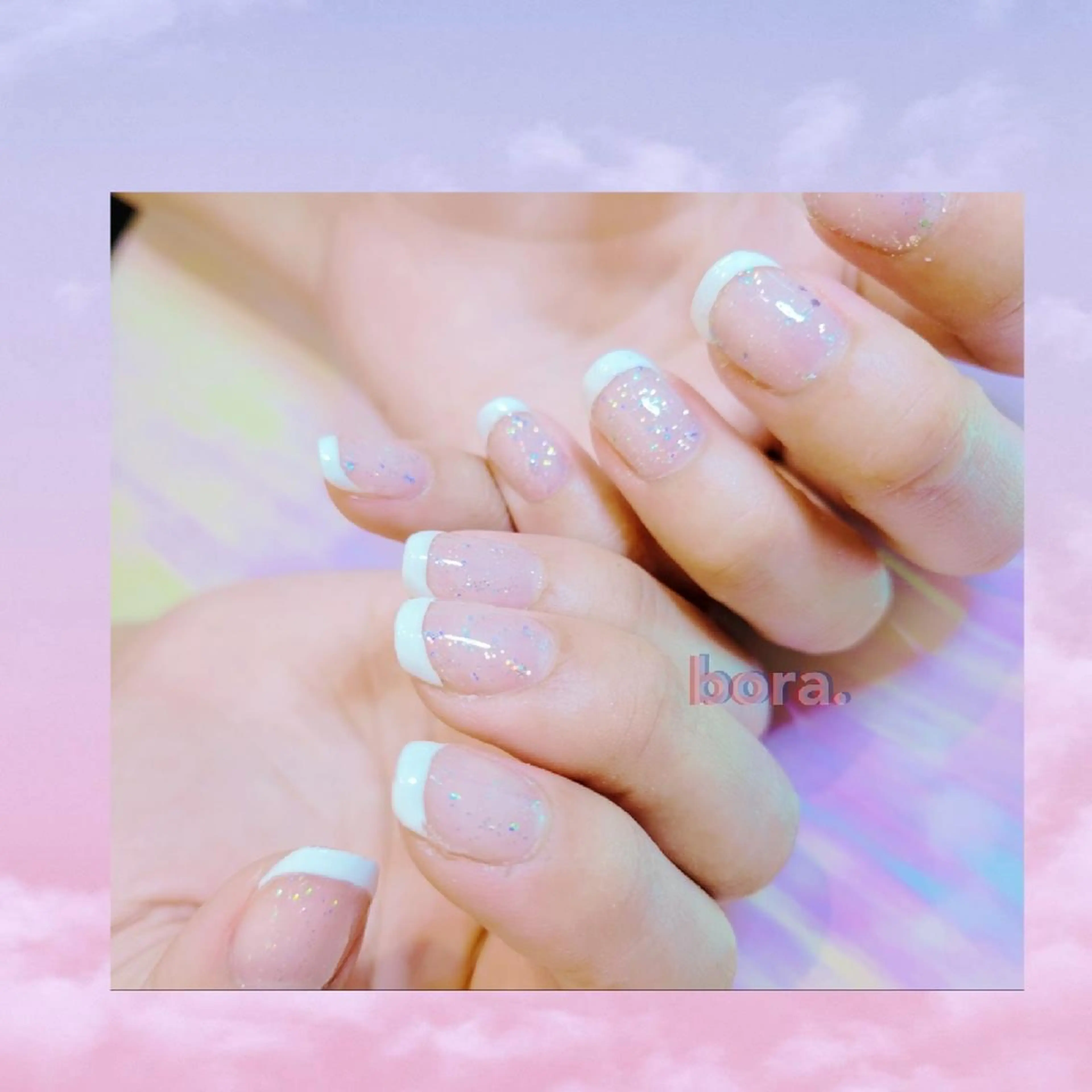 ネイル ホワイト 💜bora .のネイルデザイン