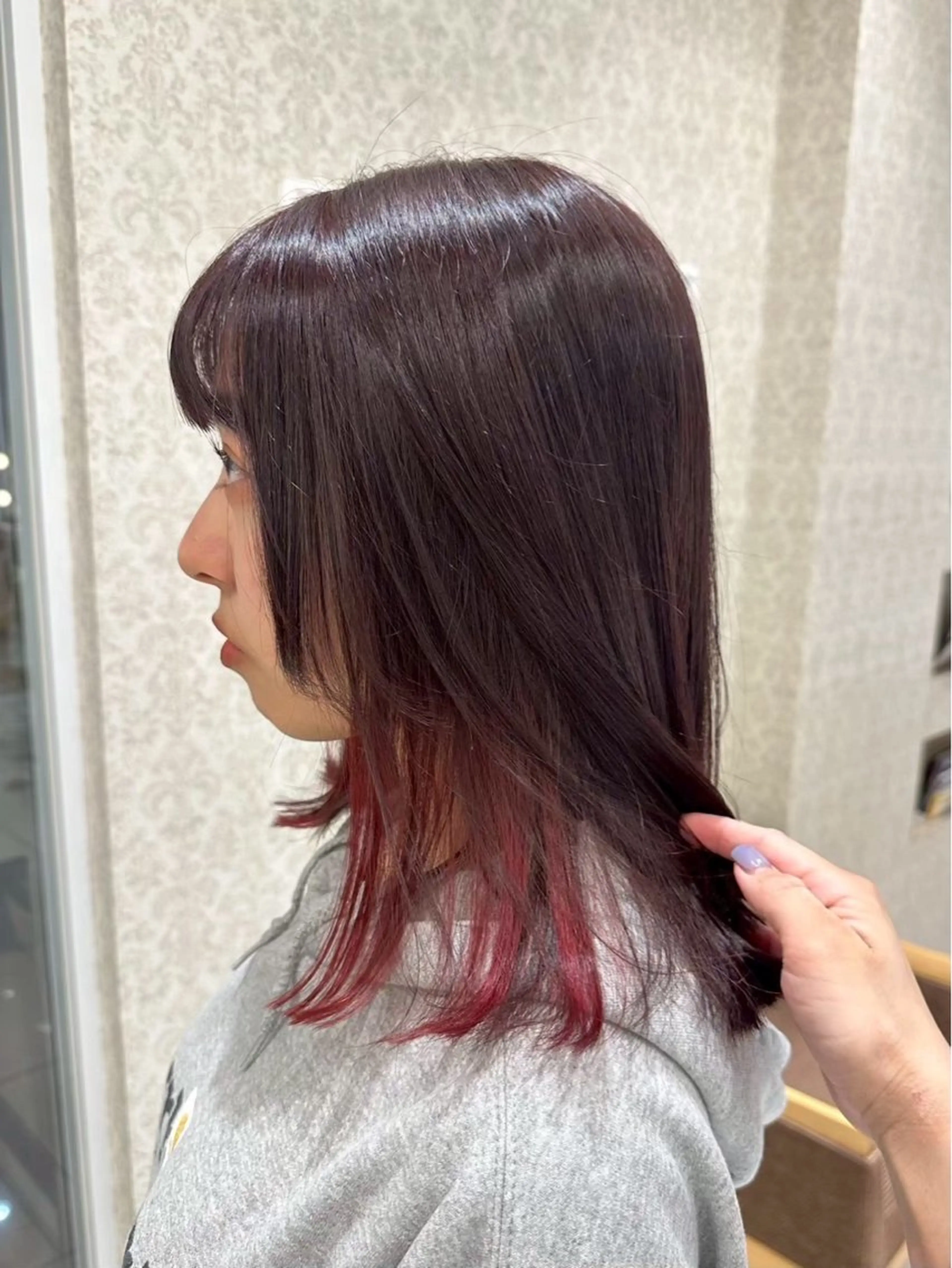 ミディアム カラー 外人風ハイライト/ 艶カラーのヘアスタイル