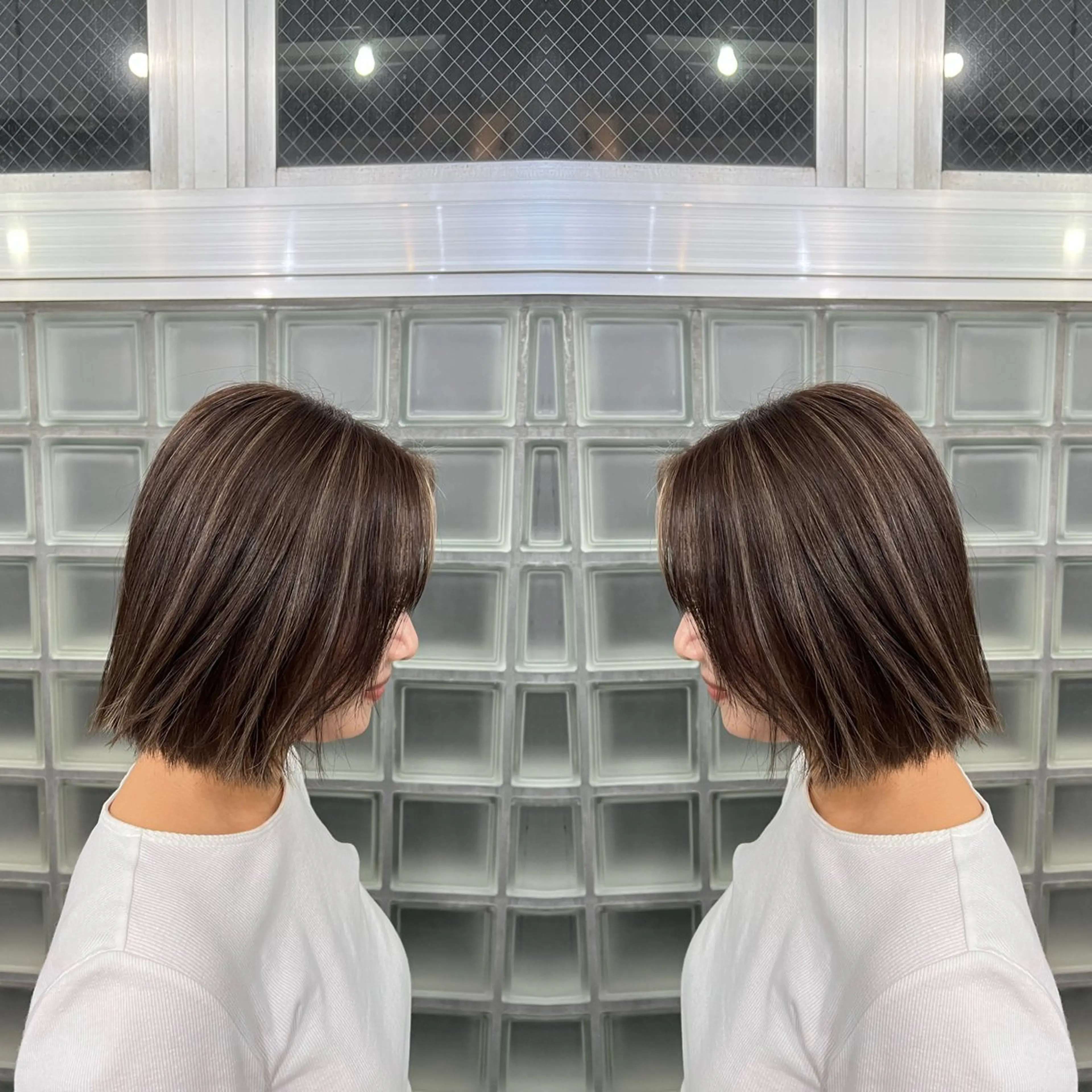 ミディアム カラー ハイライト/レイヤー /ハイトーン/AOIのヘアスタイル