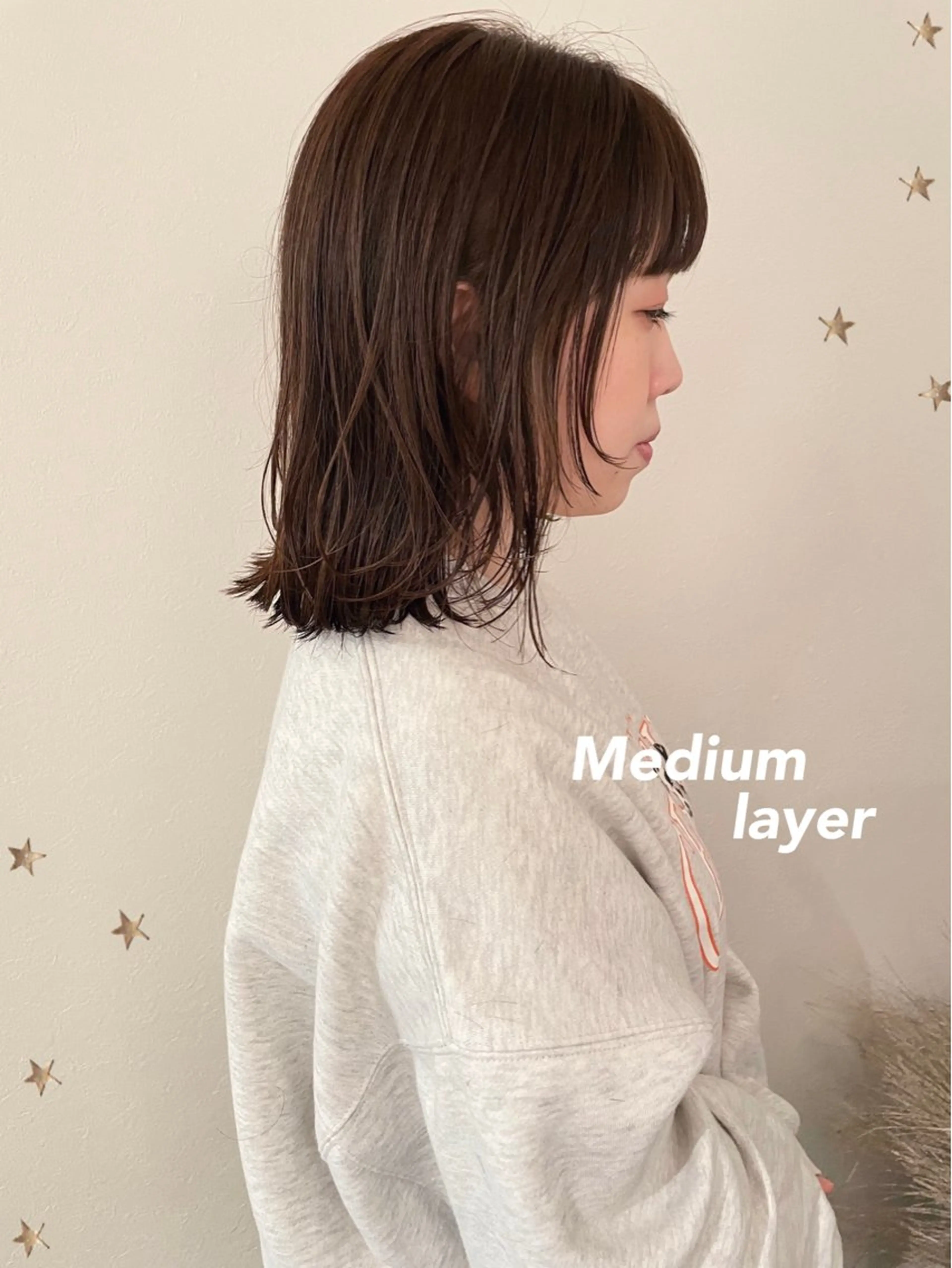 ミディアム カラー カット ヘアカラー 市川 千夏のヘアスタイル