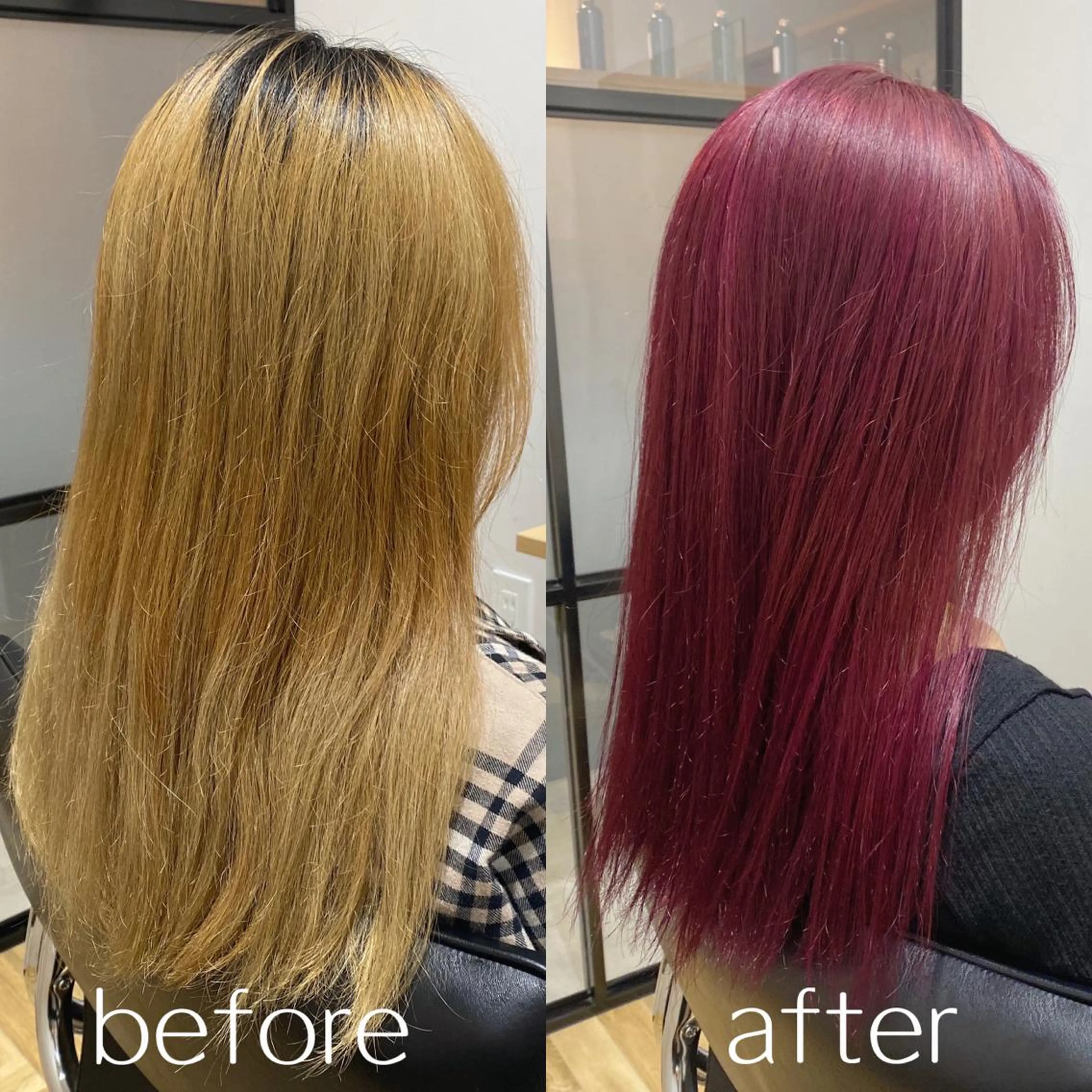 セミロング カラー レッドカラー salon village所属・色落ちまで可愛い🧚 心斎橋hikaruのヘアスタイル