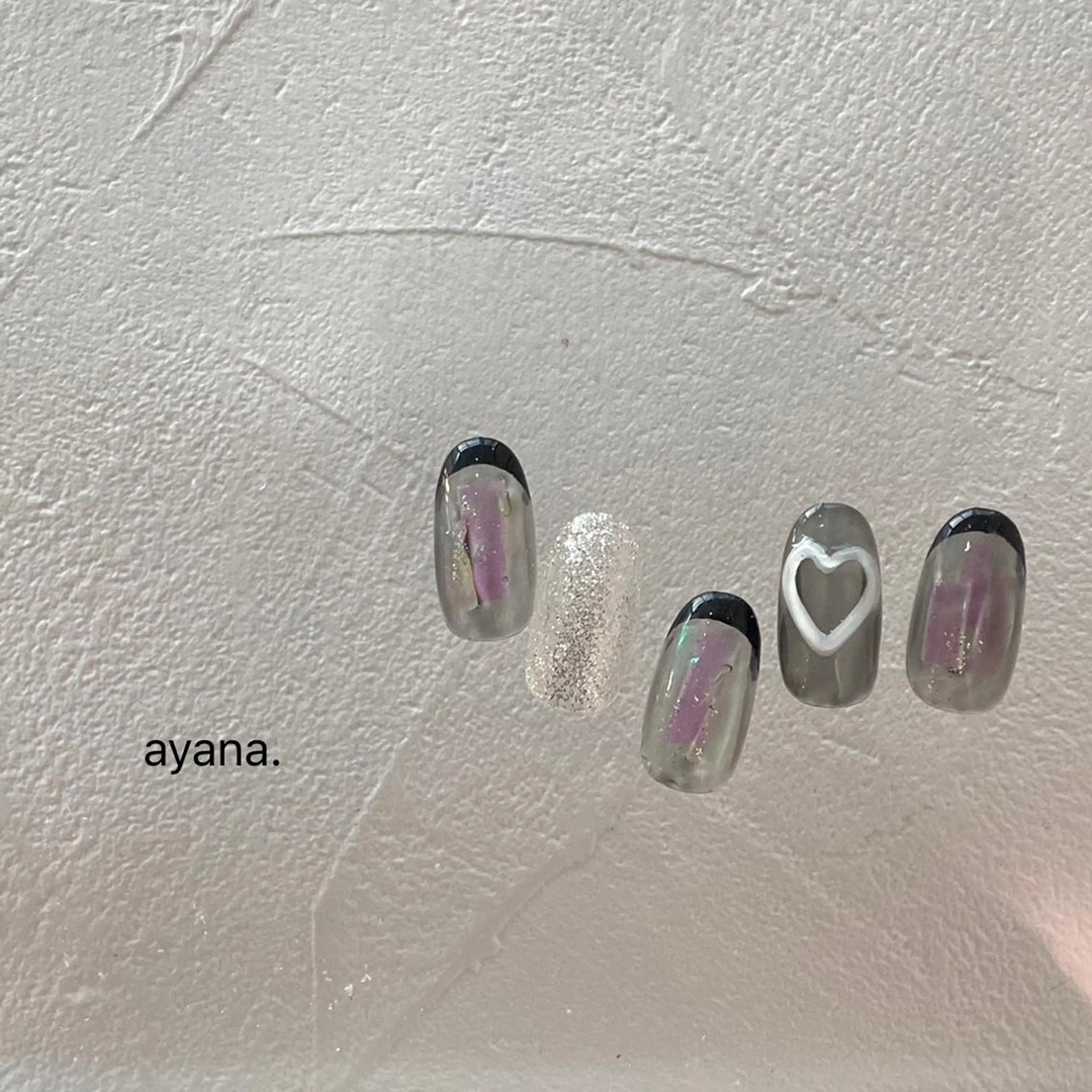 ネイル オーロラネイル ハート ショートネイル ayana nails所属・nail salon ayanaのネイルデザイン
