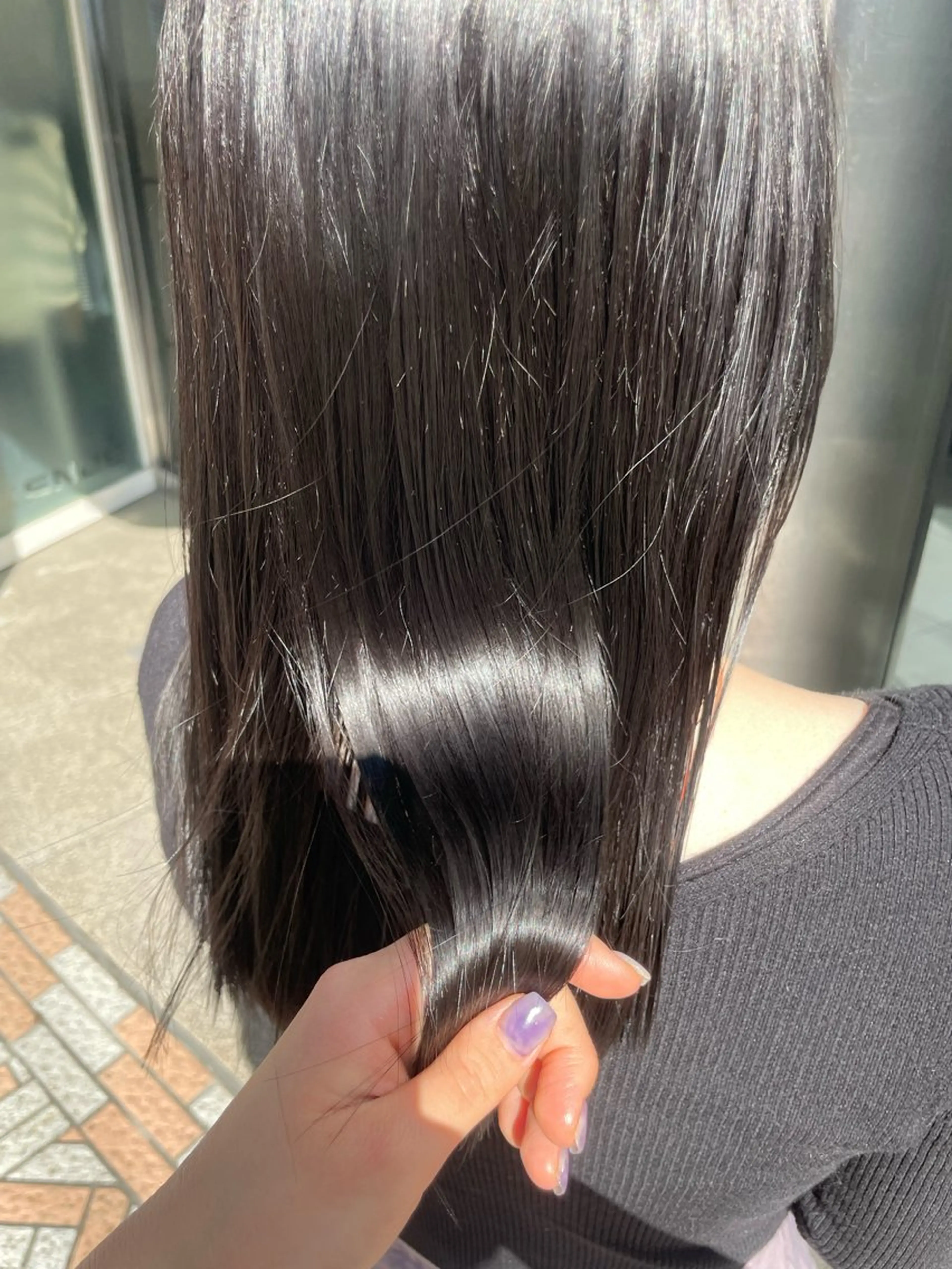 ロング カラー グレージュ クロスパーマ/うる艶 カラー/Kurumiのヘアスタイル