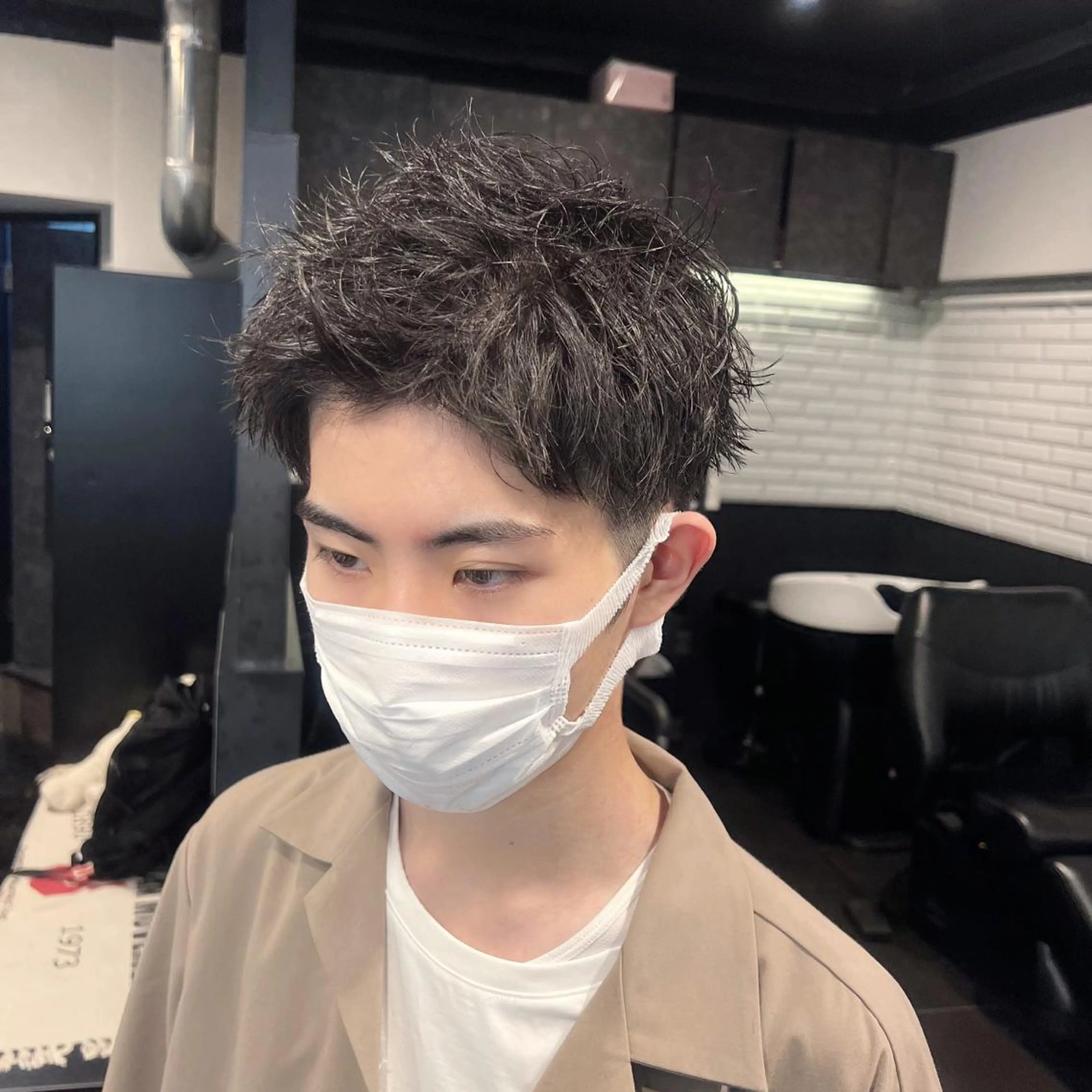 ショート カラー パーマ メンズ ショートヘア カット トリートメント メンズ特化/パーマ/ メッシュ/竜成のヘアスタイル