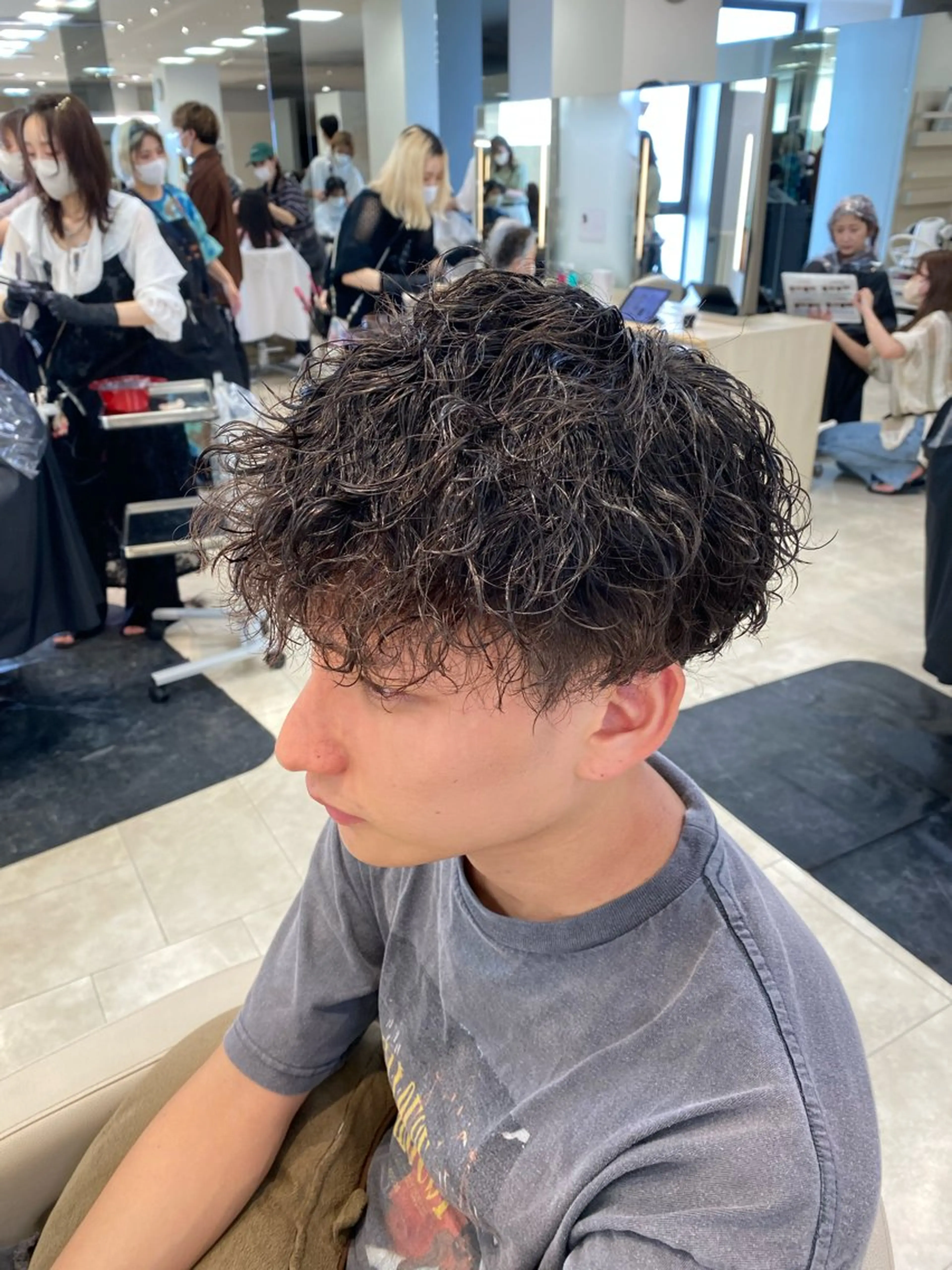 ショート パーマ メンズ カット パーマ トリートメント 湘南/メンズパーマ/ ハイライト/ユチカのヘアスタイル