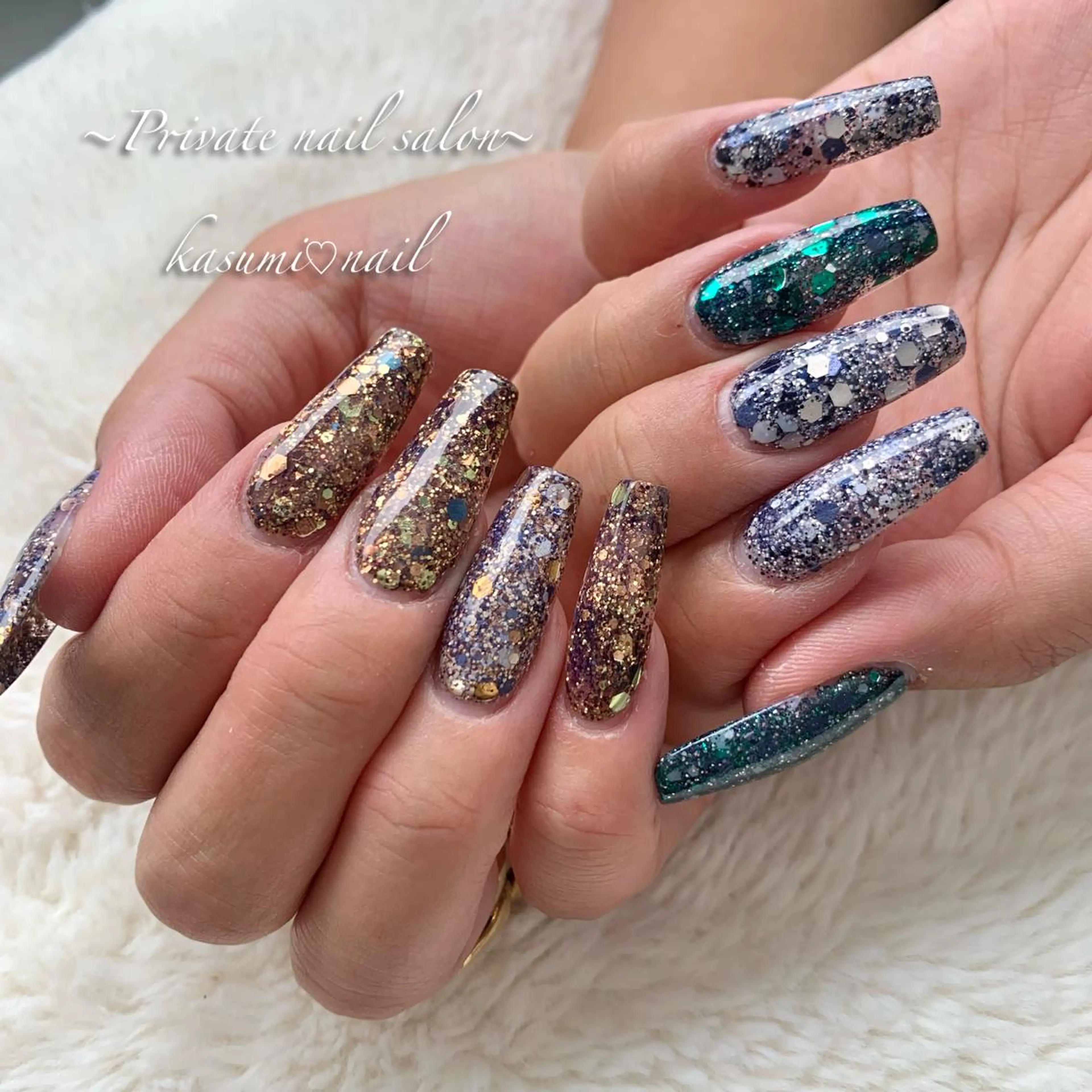 ネイル アートネイル ラメ(グリッター) マグネットネイル ミラーネイル 持ち込み KASUMI♡ Nailのネイルデザイン