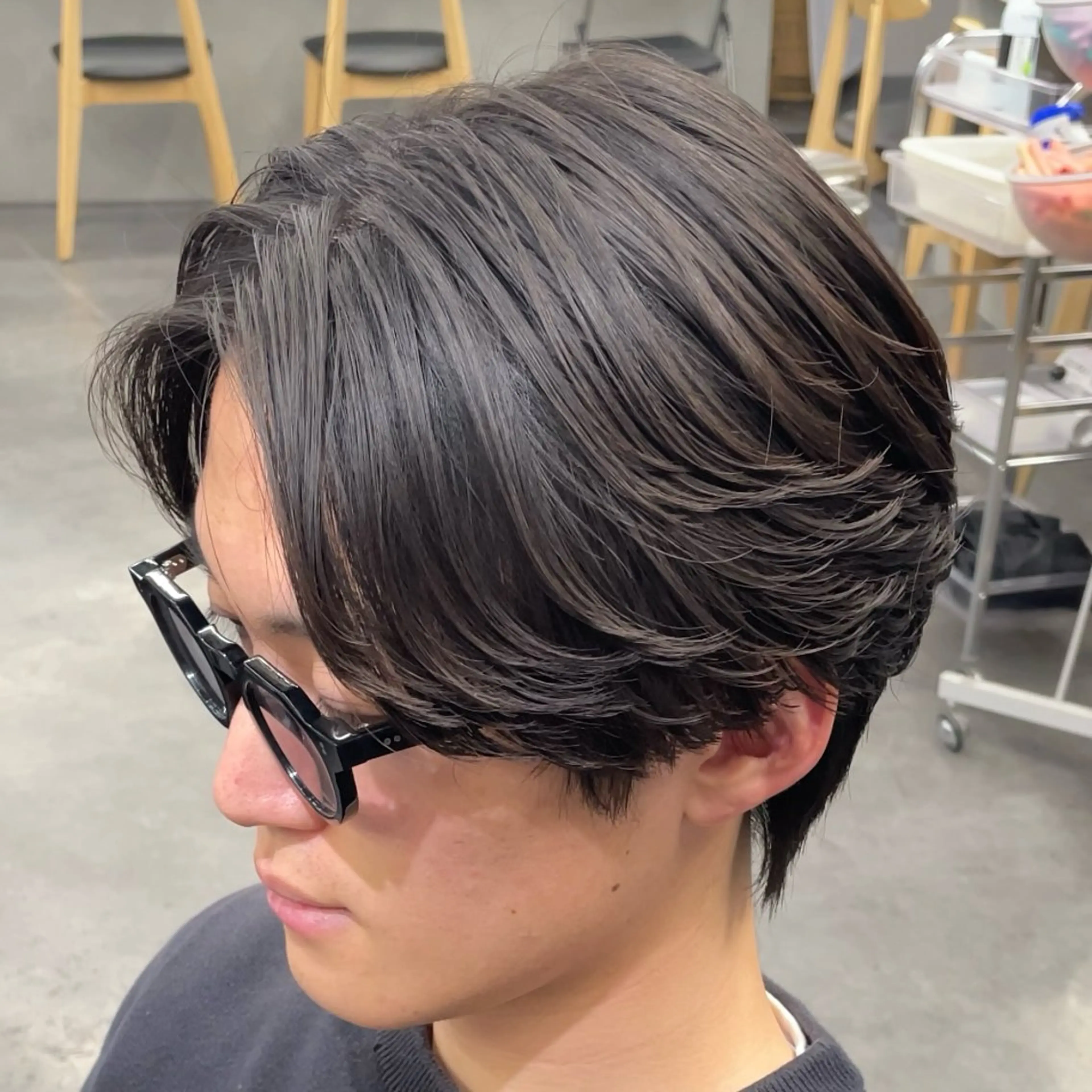 ミディアム パーマ ヘアアレンジ メンズ カット パーマ fifth 石川 凪のヘアスタイル