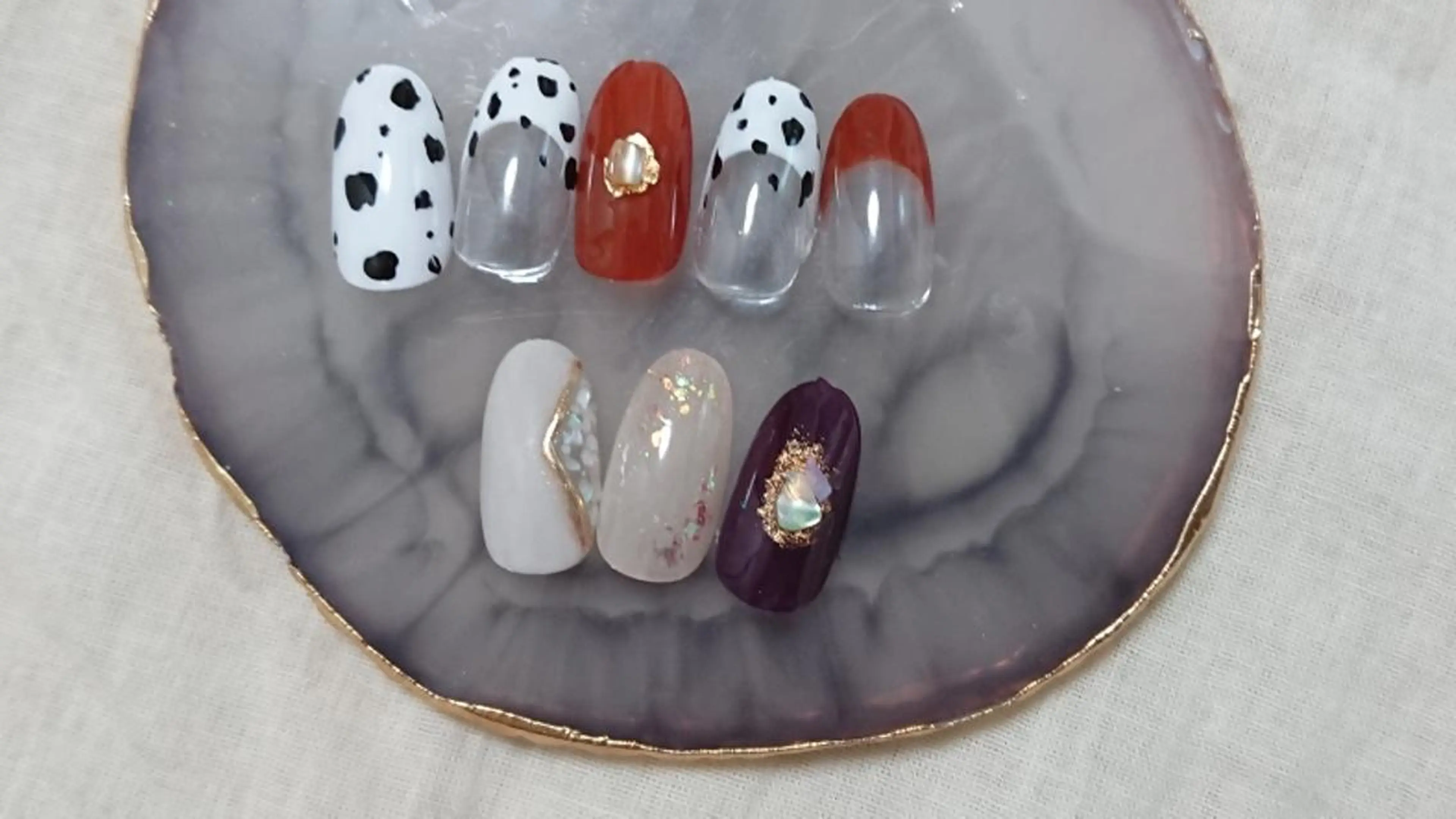 ネイル パープル ハンドネイル shellnail さなえのネイルデザイン