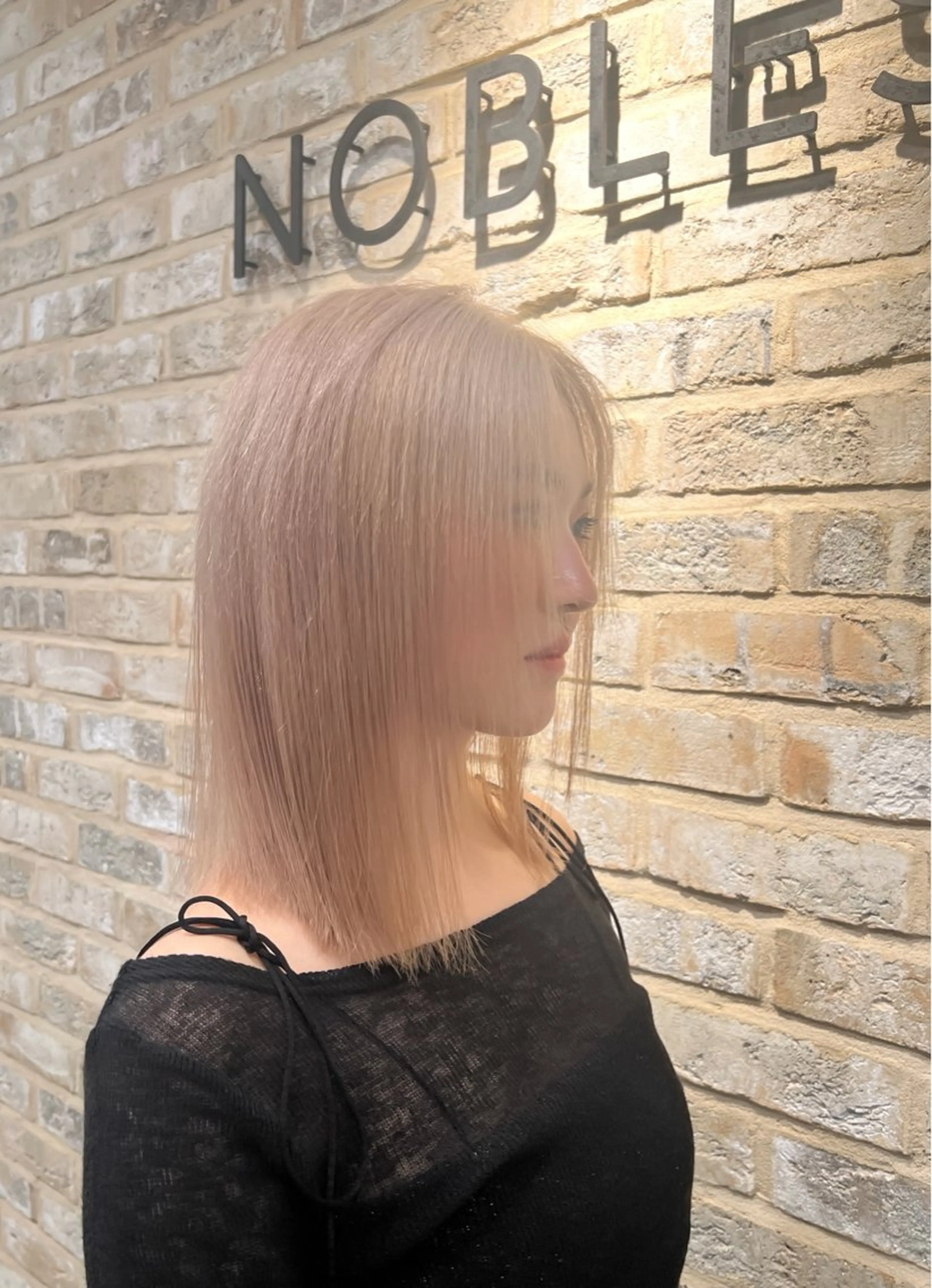 セミロング カラー 和夢/メンズカット/ パーマ/ハイトーンのヘアスタイル