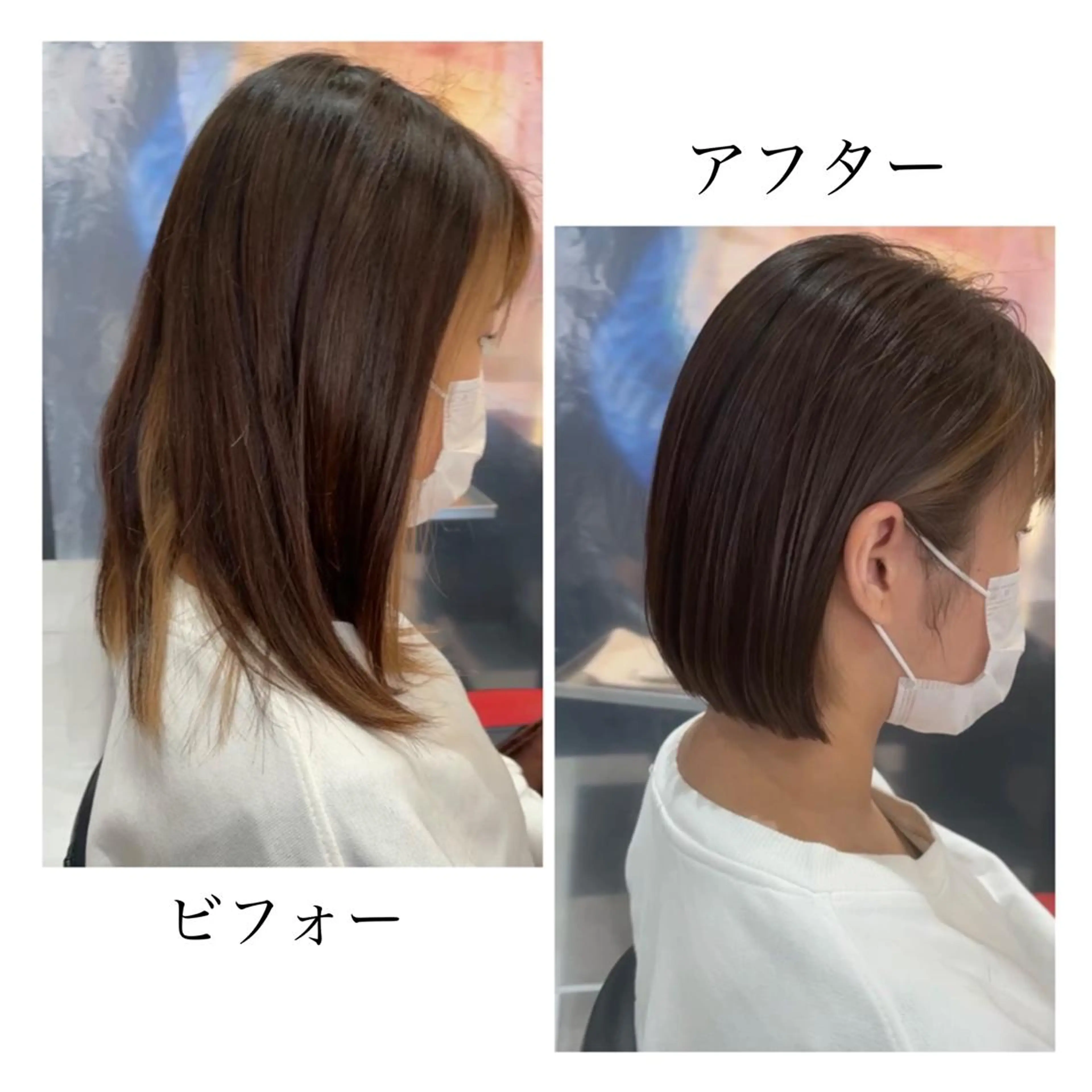 ショート カラー 切りっぱなしボブ ボブ メンズヘア特化 崎田 成人のヘアスタイル