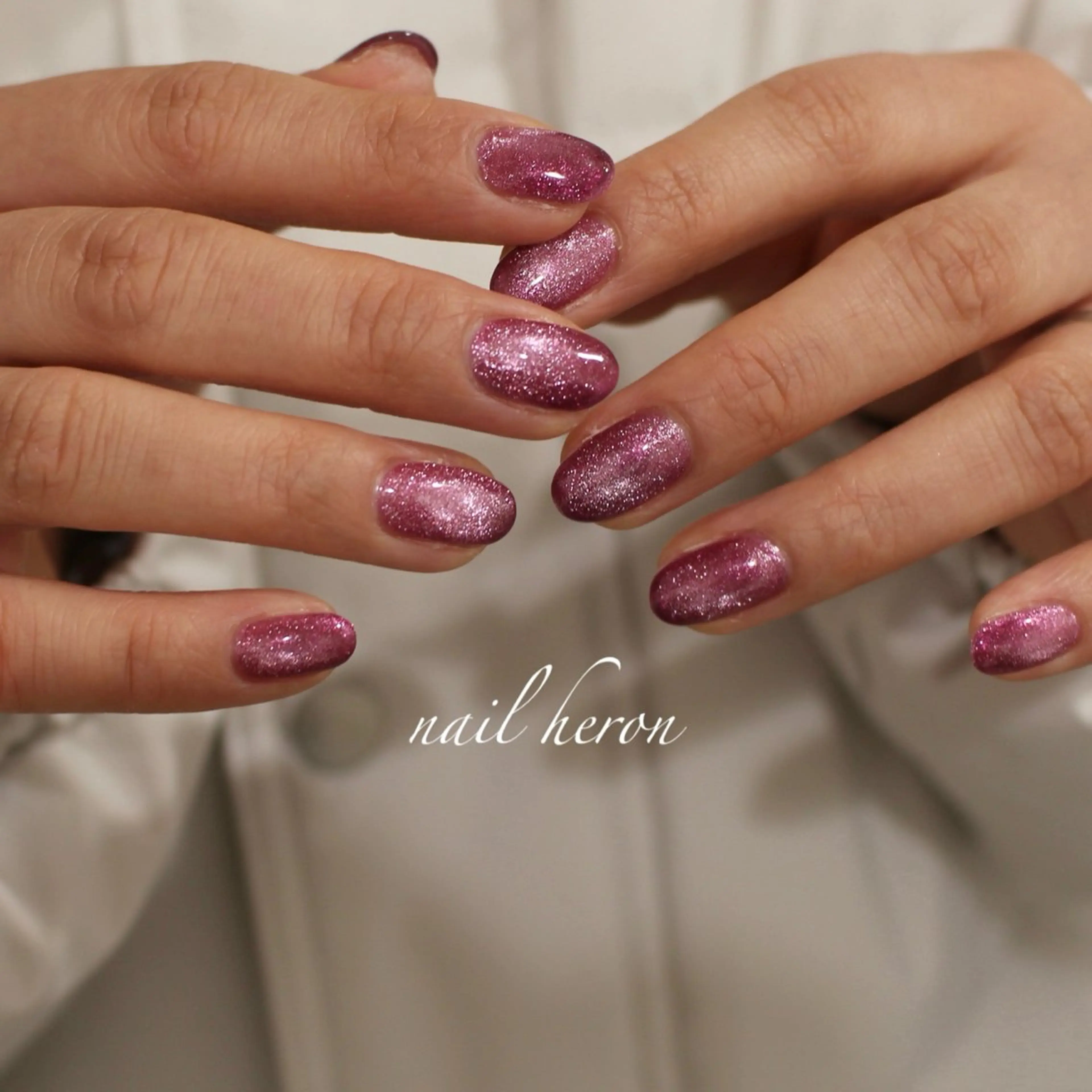 ネイル マグネットネイル ピンク ハンドネイル saki_ nail heronのネイルデザイン