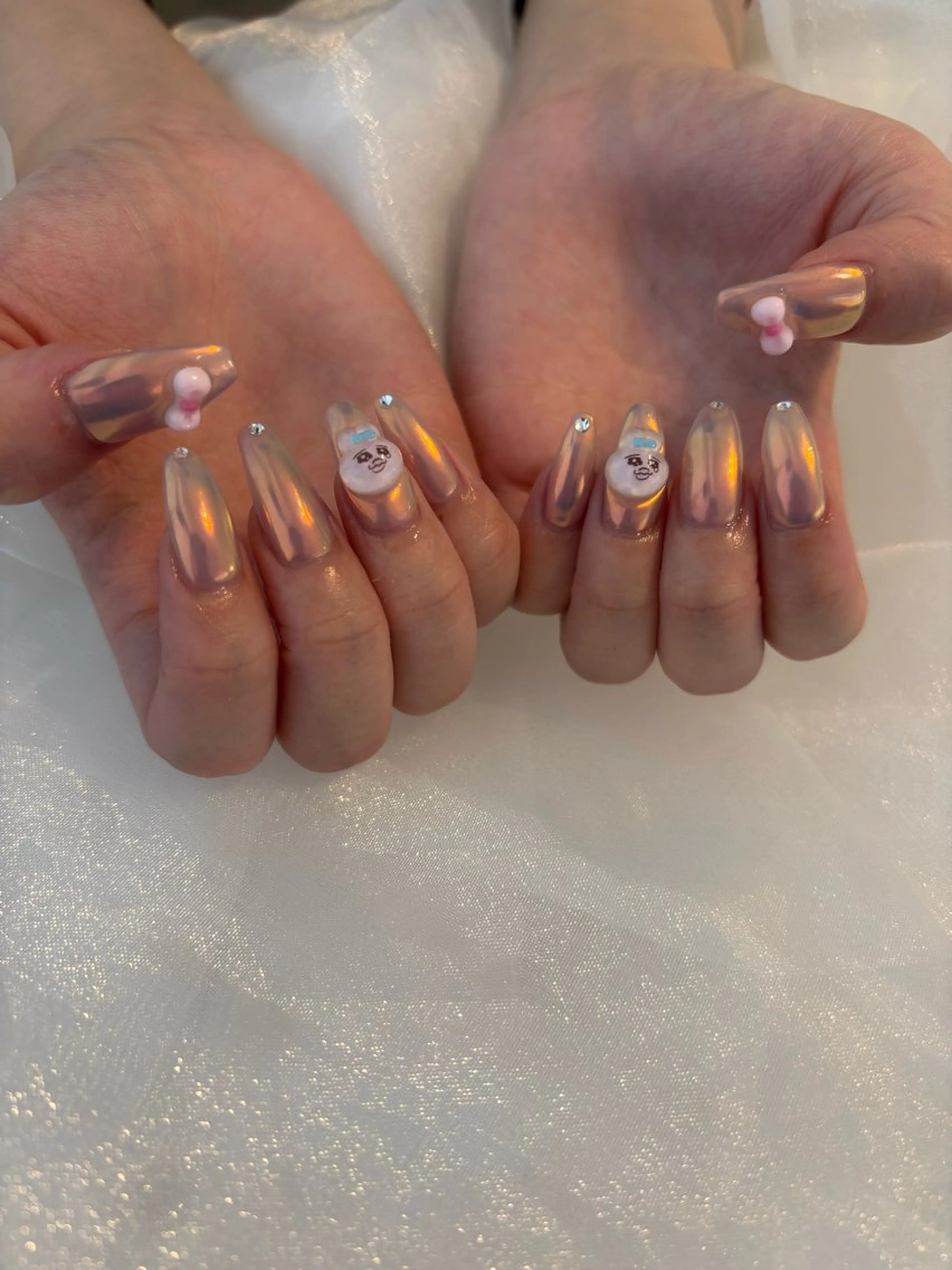 ネイル オーロラネイル ピンク ハンドネイル Hanana Nail Hanaのネイルデザイン